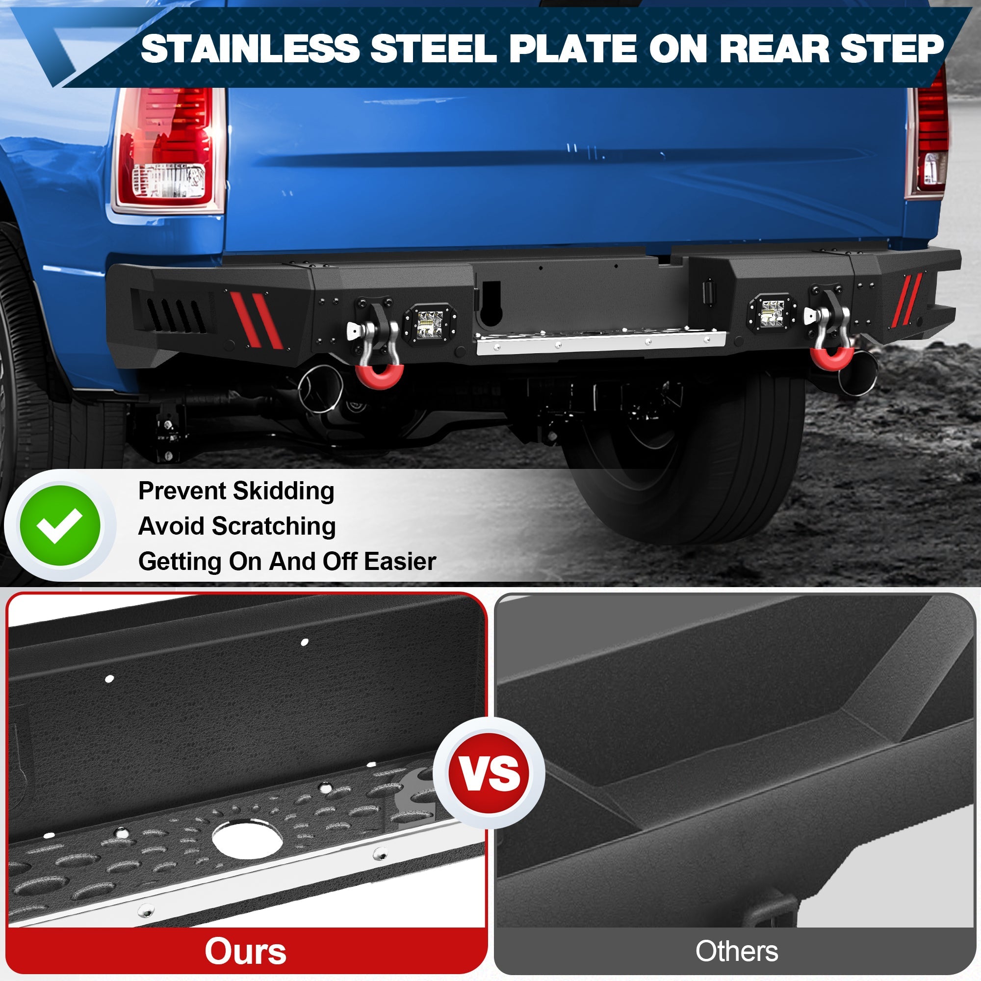 Ram 1500 Rear Bumper Pickup Truck Bumper for Ram 1500 2009 - 2018 and Ram 1500 2019 - 2025 Classic - nadiaauto
