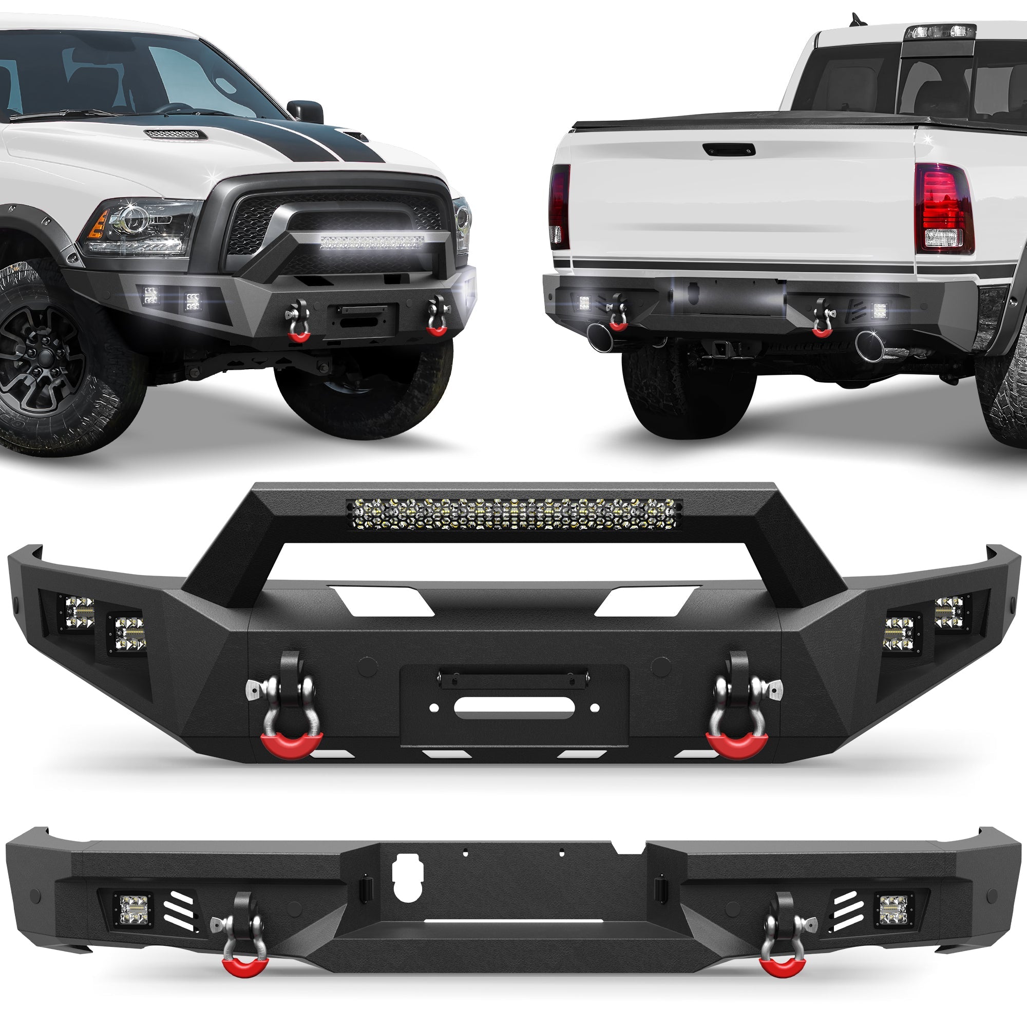 Ram 1500 Rebel Front and Rear Bumper Set for 2015 - 2018 Ram 1500 Rebel Only - nadiaauto