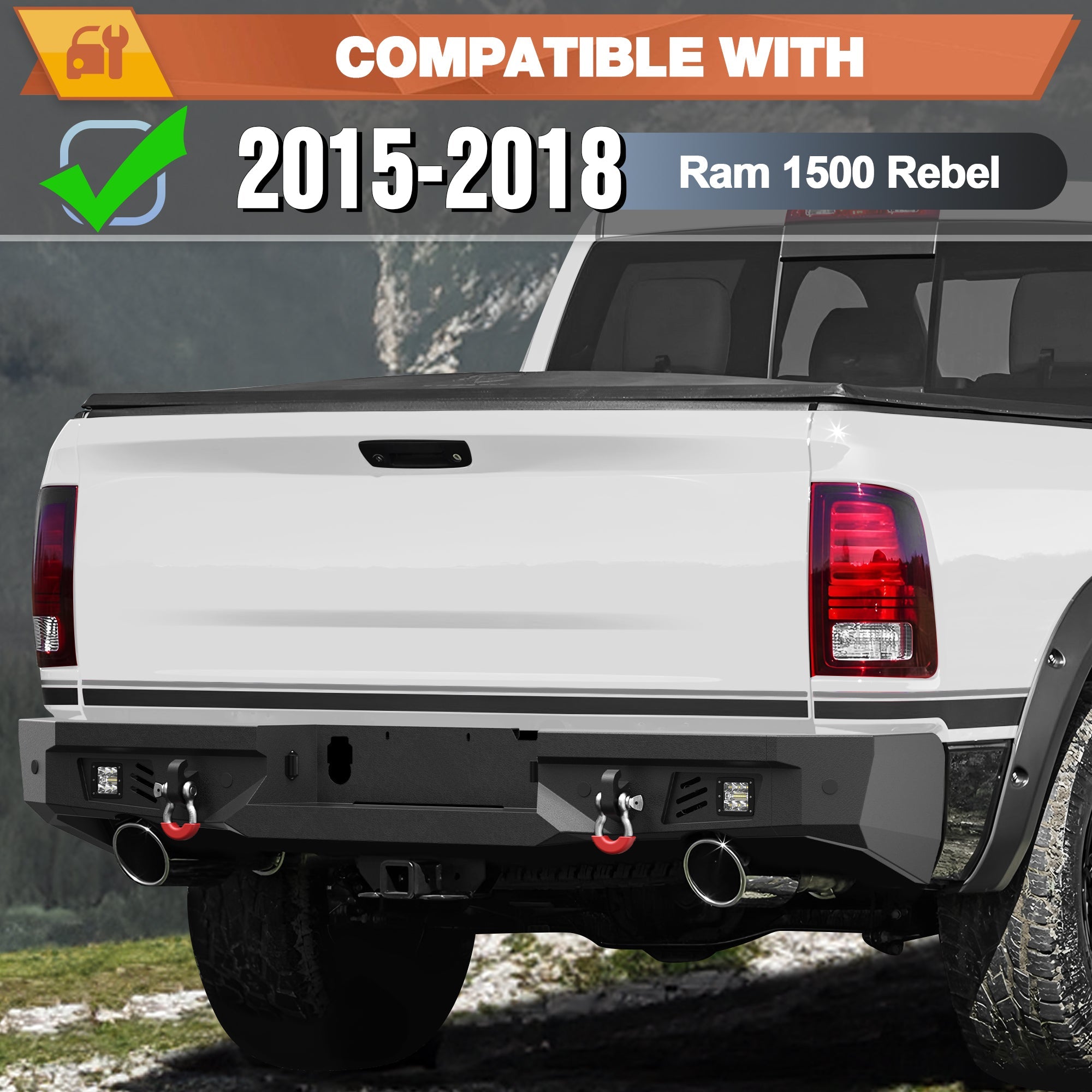 Ram 1500 Rebel Front and Rear Bumper Set for 2015 - 2018 Ram 1500 Rebel Only - nadiaauto