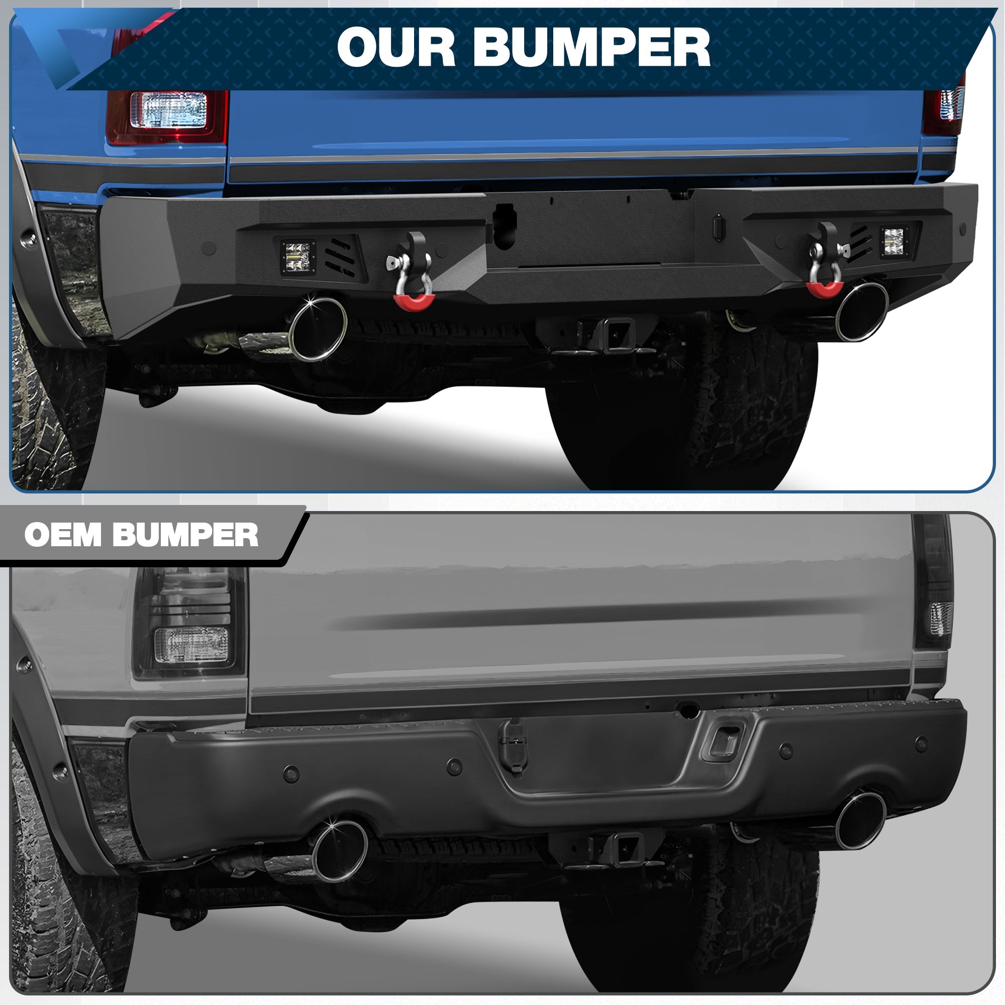 Ram 1500 Rebel Rear Bumper for 2015 - 2018 Ram 1500 Rebel Only - nadiaauto