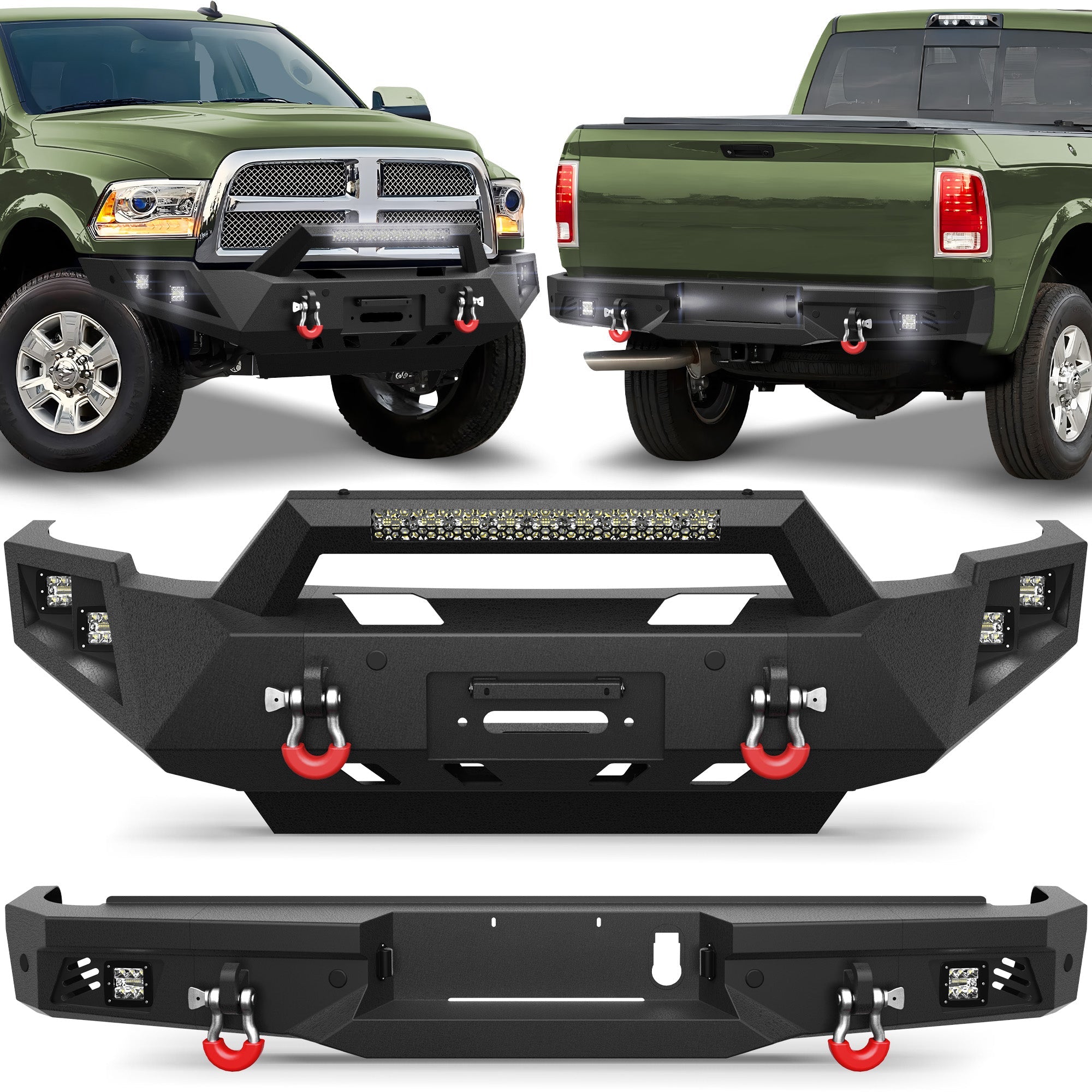Ram 2500 Front and Rear Bumper Set w/Winch Plate for 2010-2018 Dodge Ram 2500/3500 - nadiaauto