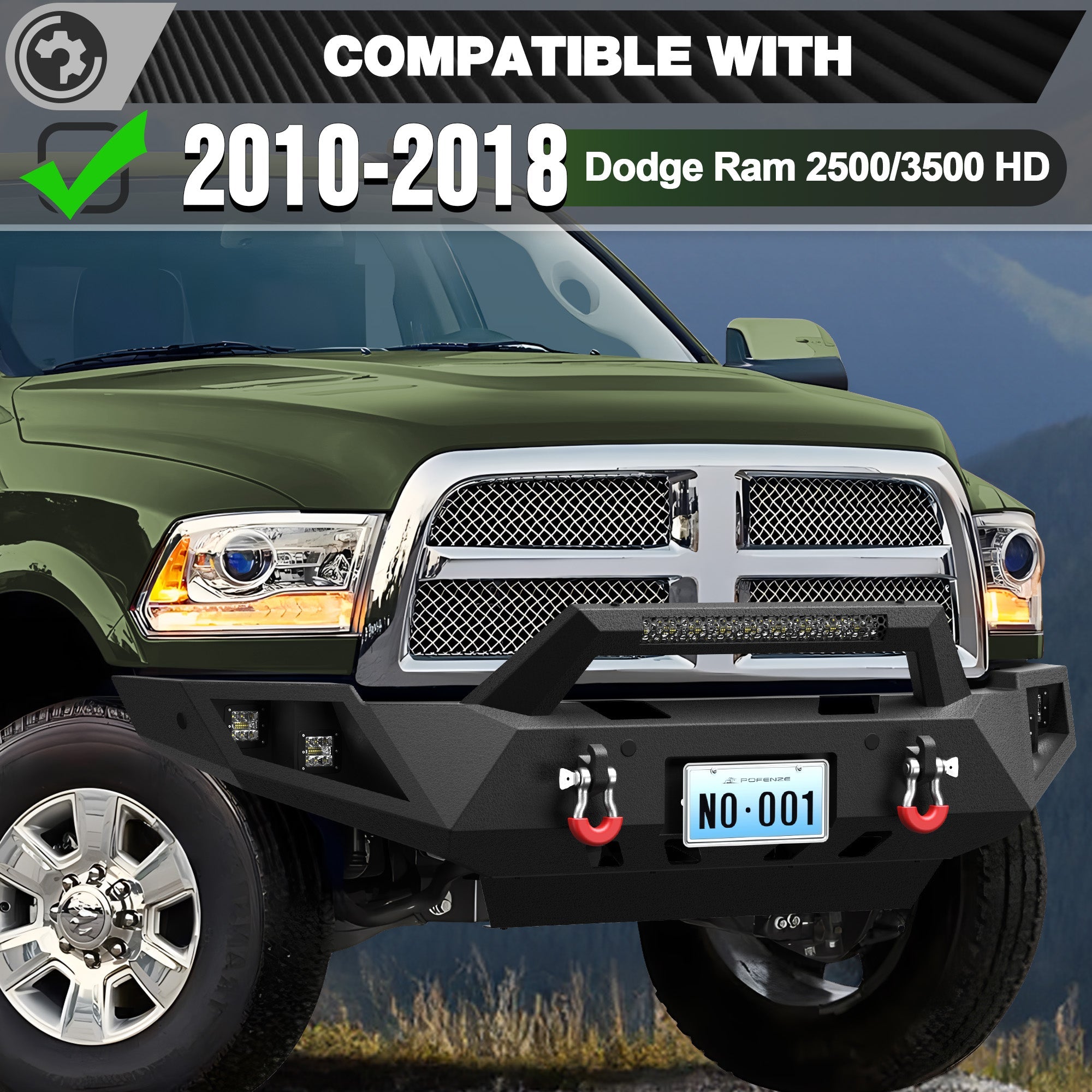 Ram 2500 Front and Rear Bumper Set w/Winch Plate for 2010-2018 Dodge Ram 2500/3500 - nadiaauto