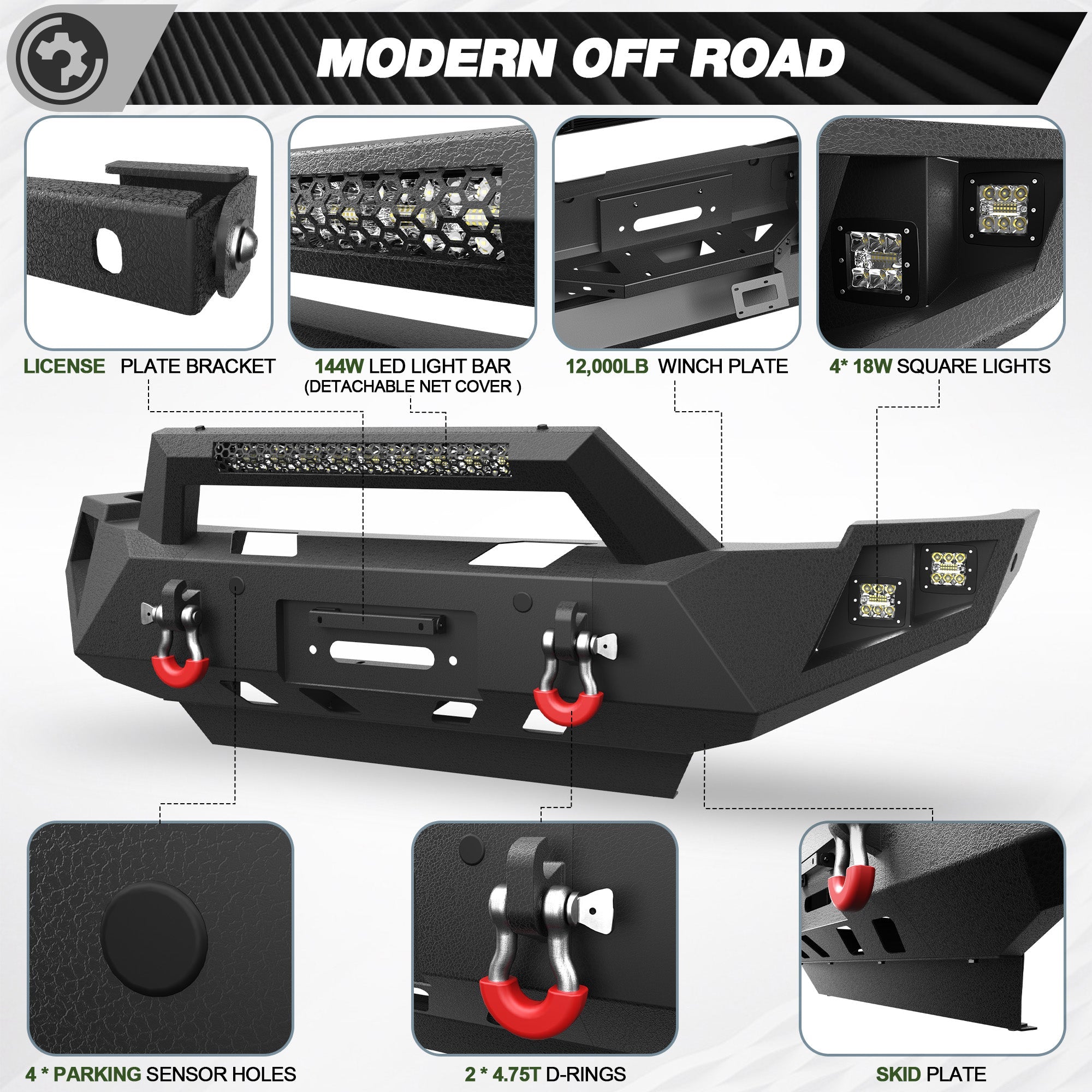 Ram 2500 Front and Rear Bumper Set w/Winch Plate for 2010-2018 Dodge Ram 2500/3500 - nadiaauto