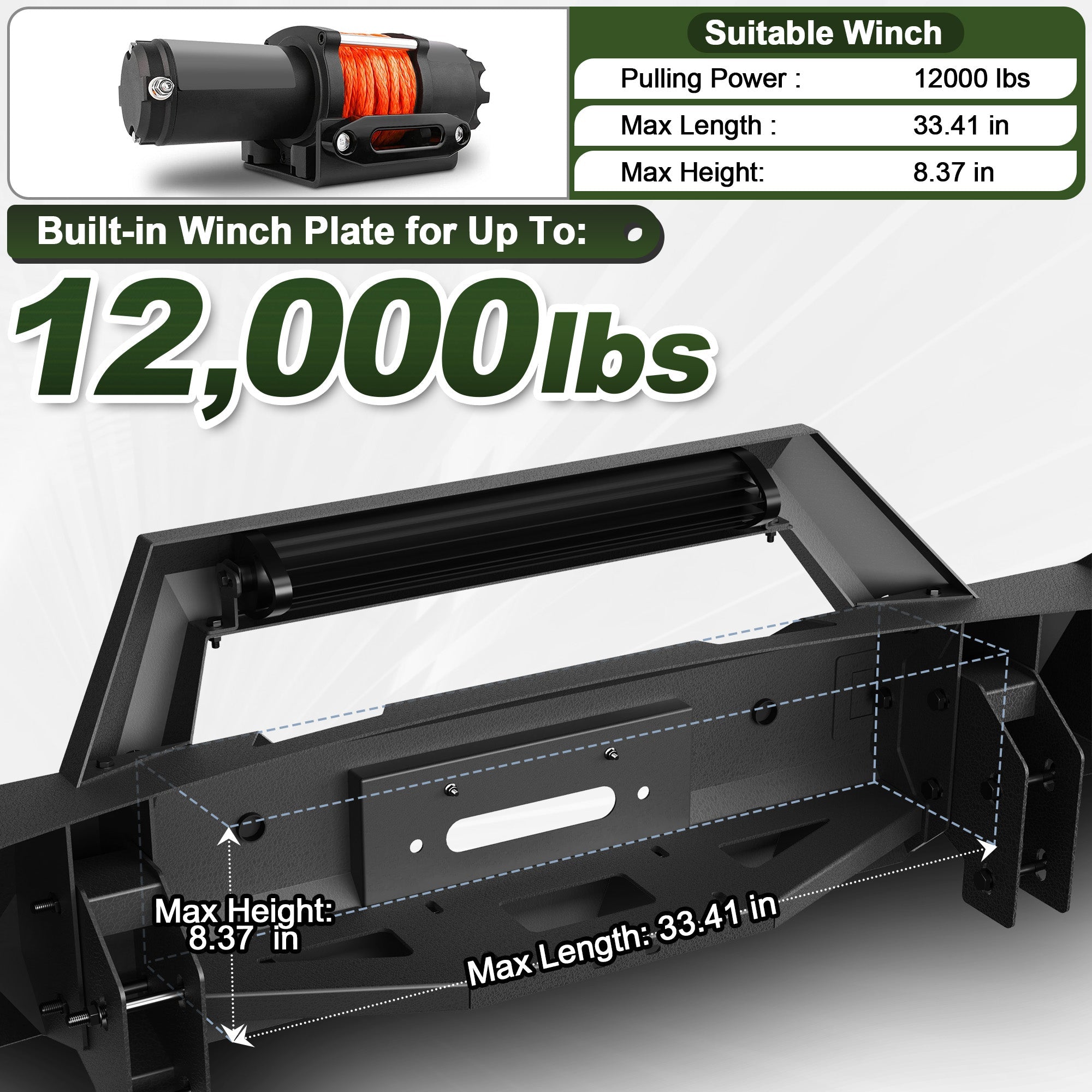 Ram 2500 Front Bumper for 2003 2004 2005 Dodge Ram 2500/3500 Pickup w/Winch Plate (Excluding Diesel) - nadiaauto