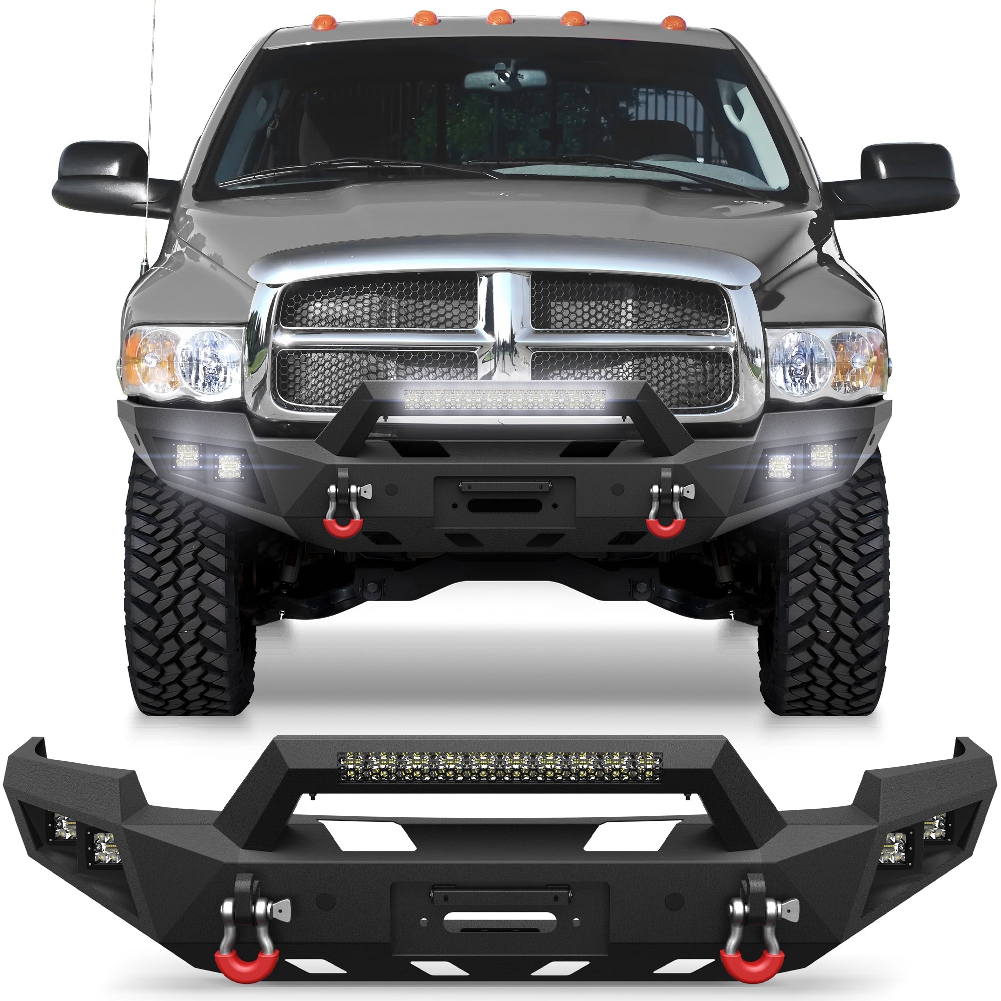 Ram 2500 Front Bumper for 2003 2004 2005 Dodge Ram 2500/3500 Pickup w/Winch Plate (Excluding Diesel) - nadiaauto