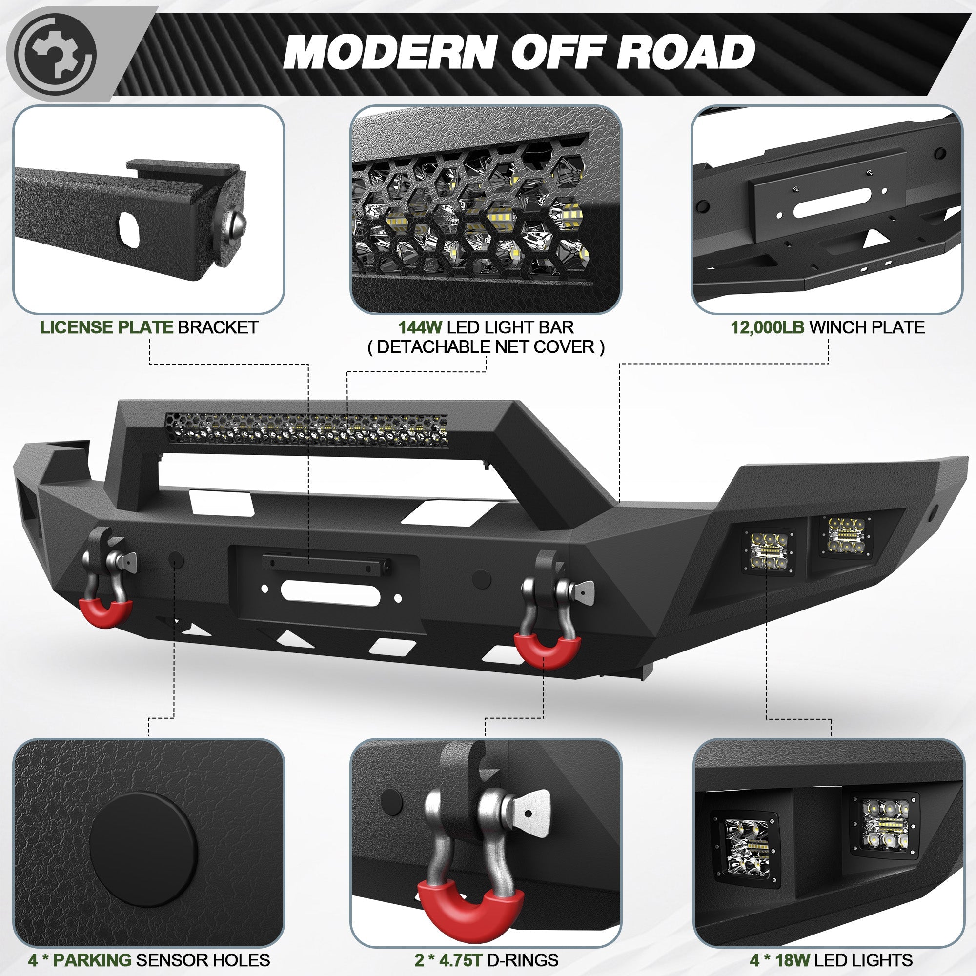 Ram 2500 Front Bumper for 2003 2004 2005 Dodge Ram 2500/3500 Pickup w/Winch Plate (Excluding Diesel) - nadiaauto
