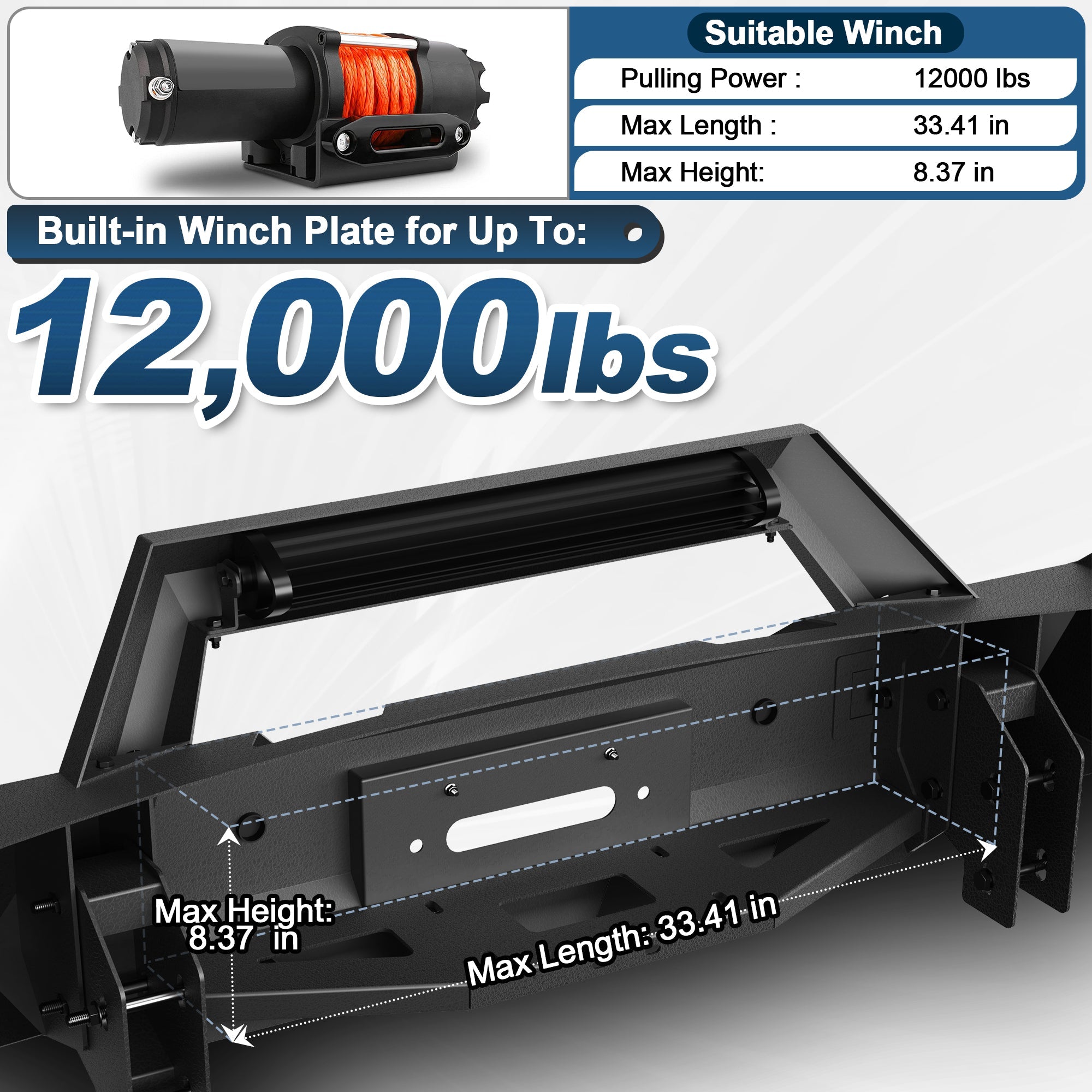Ram 2500 Front Bumper for 2003 2004 2005 Dodge Ram 2500/3500 Pickup w/Winch Plate (Excluding Diesel) - nadiaauto