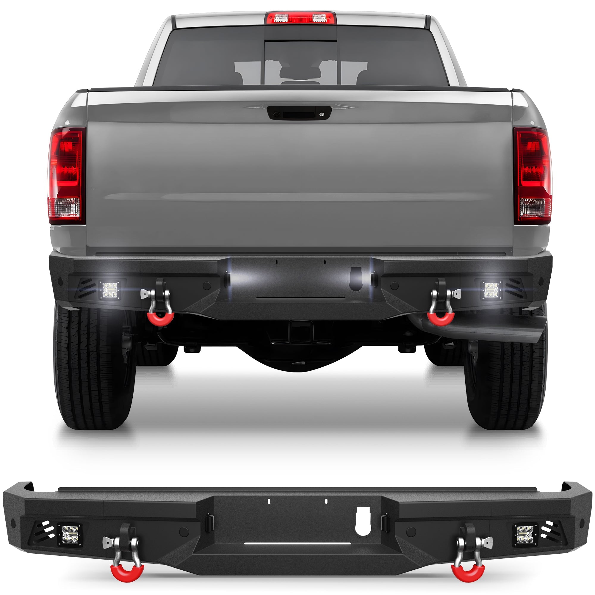 Ram 2500 Rear Back Bumper for 2010 - 2018 Ram 2500/3500 w/LED Lights and D - rings - nadiaauto
