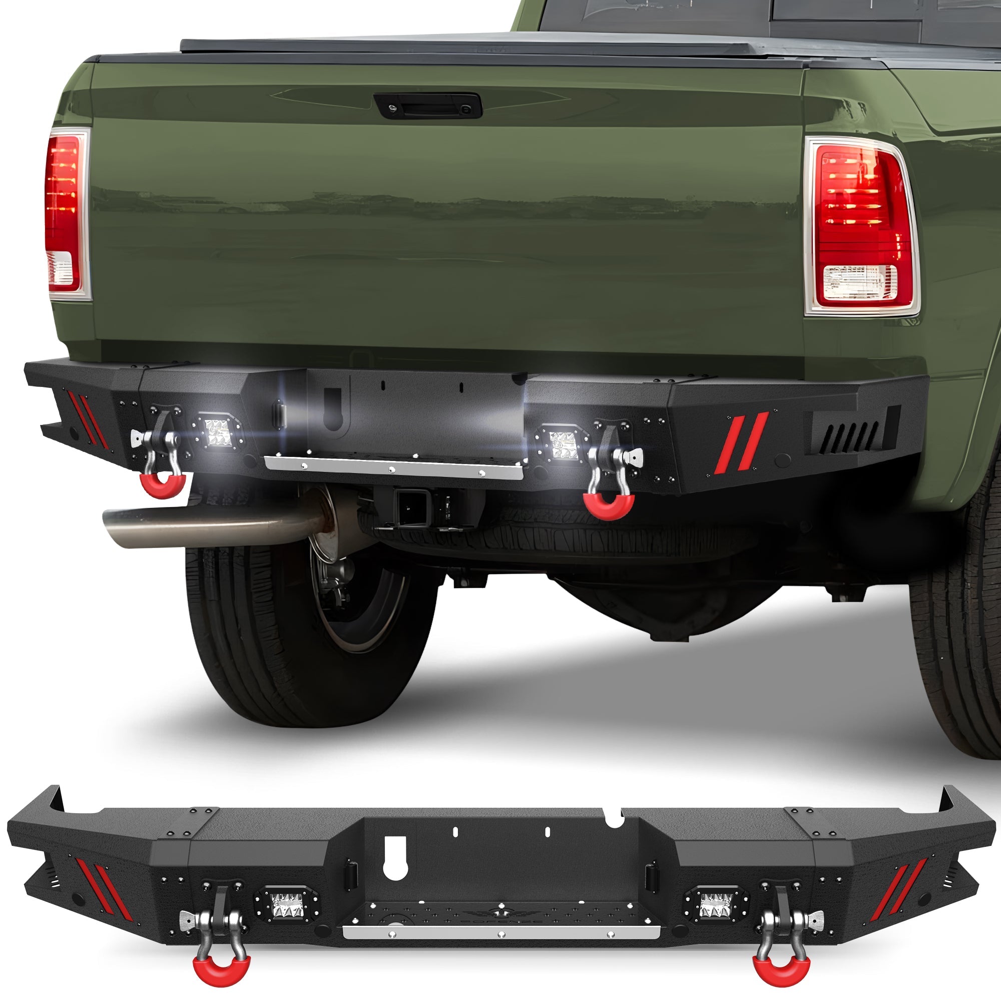 Ram 2500 Rear Bumper Compatible with 2010-2018 Dodge Ram 2500 3500 Black Pickup Truck Bumper - nadiaauto
