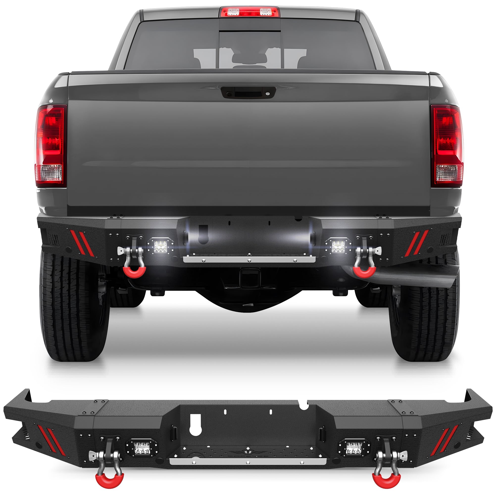 Ram 2500 Rear Bumper Compatible with 2010 - 2018 Dodge Ram 2500 3500 Black Pickup Truck Bumper - nadiaauto