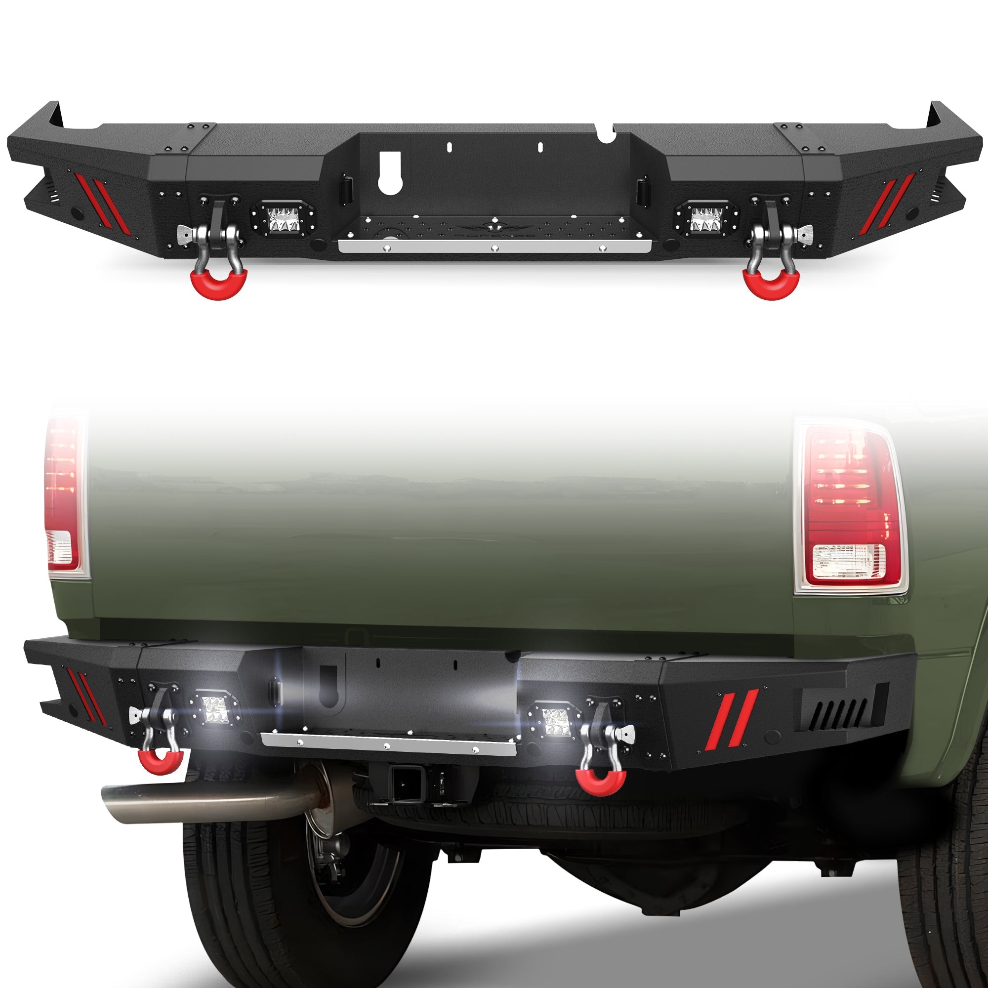 Ram 2500 Rear Bumper Compatible with 2010-2018 Dodge Ram 2500 3500 Black Pickup Truck Bumper - nadiaauto