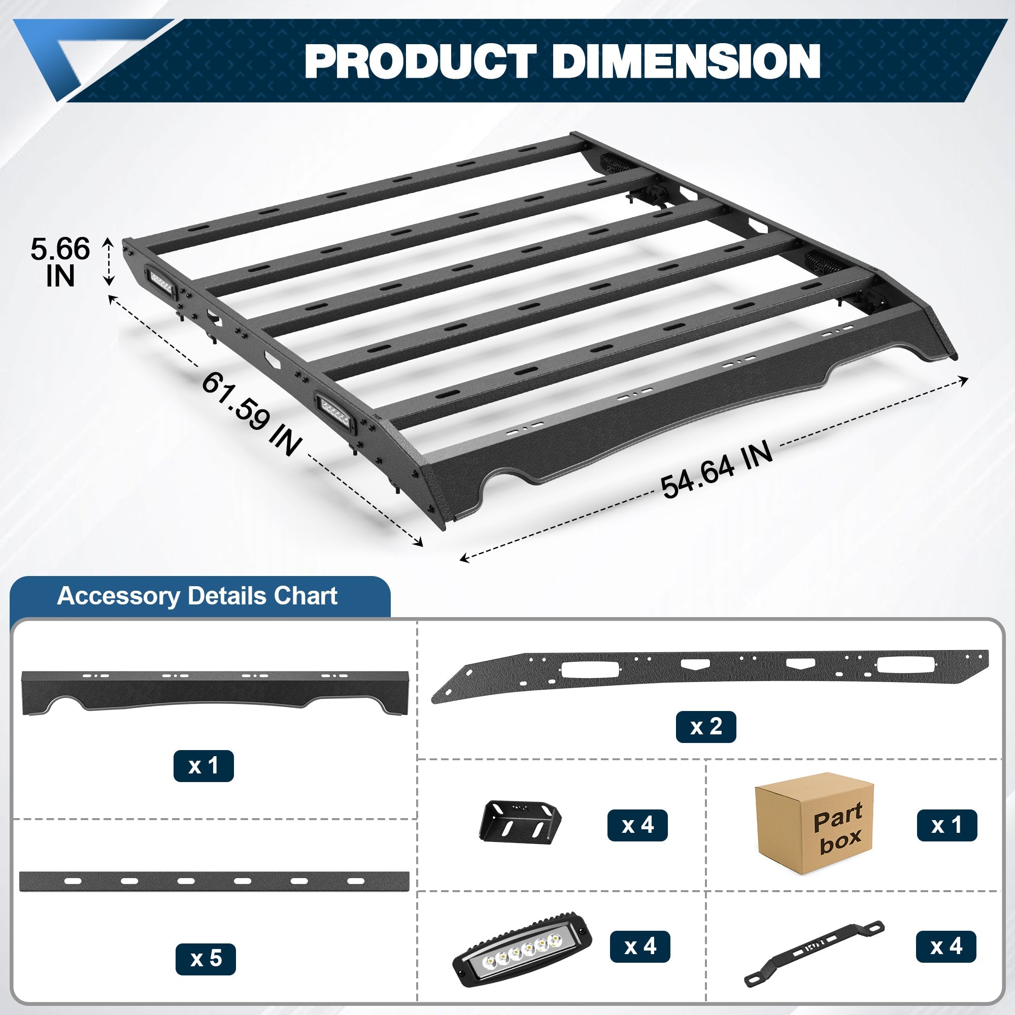 RAM 2500 Roof Rack Rooftop Cargo Rack for 2010 - 2018 RAM 2500 Crew Cab 800 lb Rated Load - nadiaauto