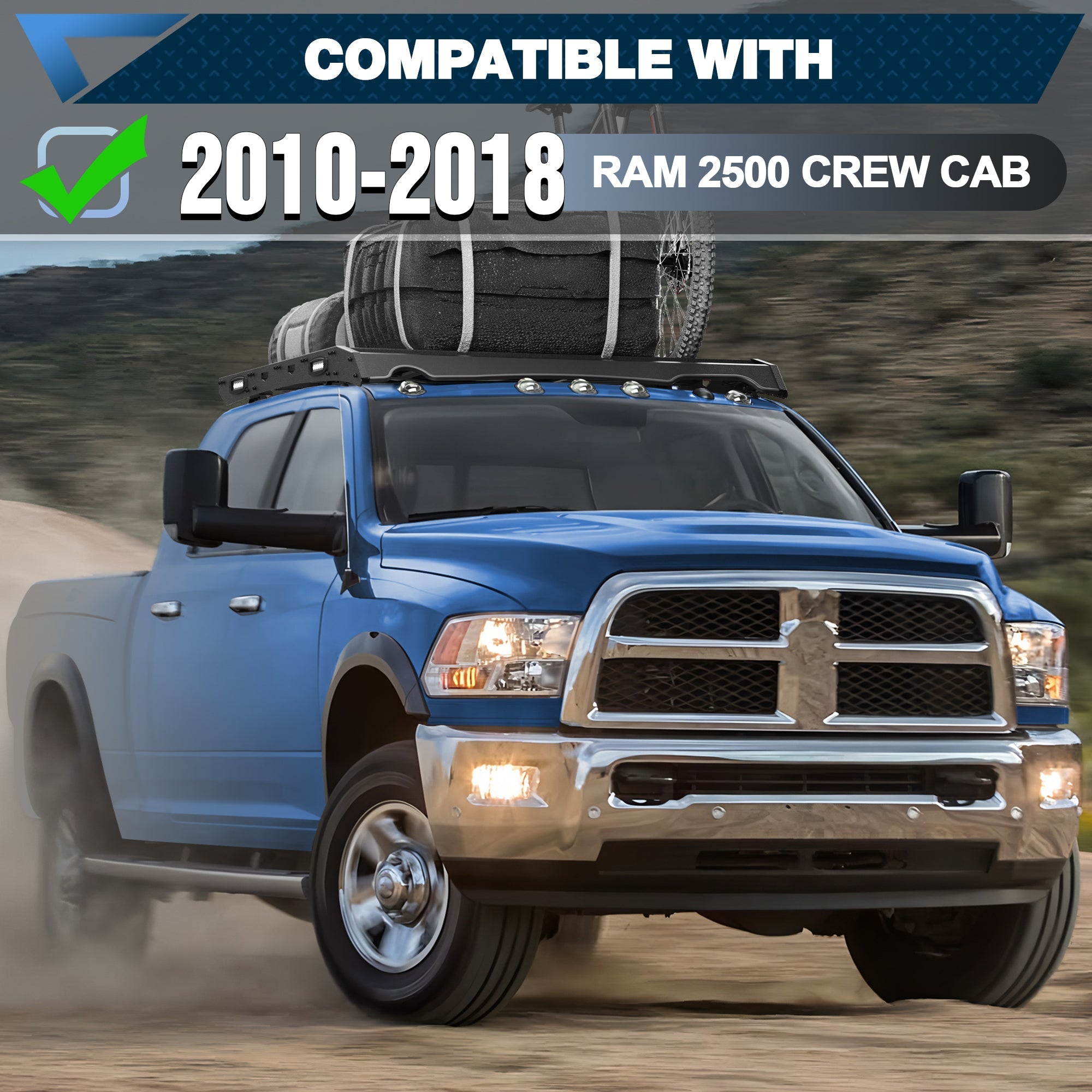 RAM 2500 Roof Rack Rooftop Cargo Rack for 2010 - 2018 RAM 2500 Crew Cab 800 lb Rated Load - nadiaauto
