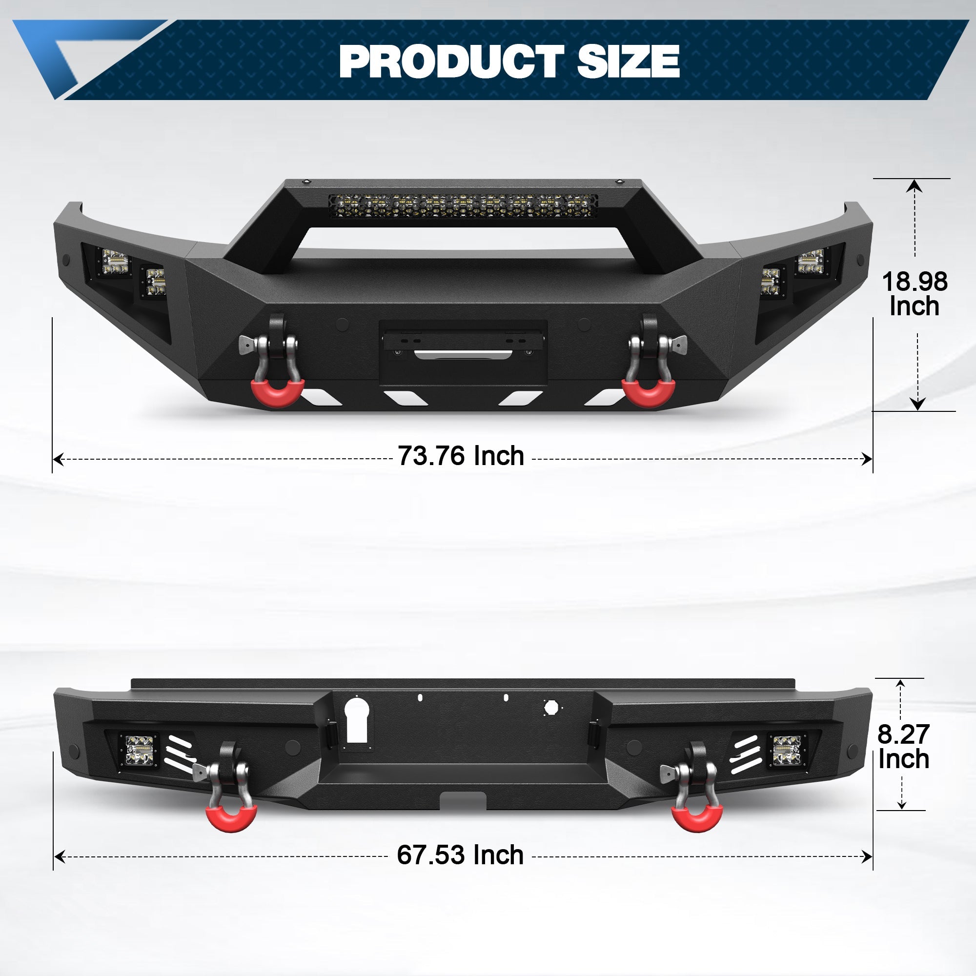 Ranger Front and Rear Bumper Set for 2019 - 2023 Ford Ranger Pickup Truck (Excluding Wildtrak) - nadiaauto