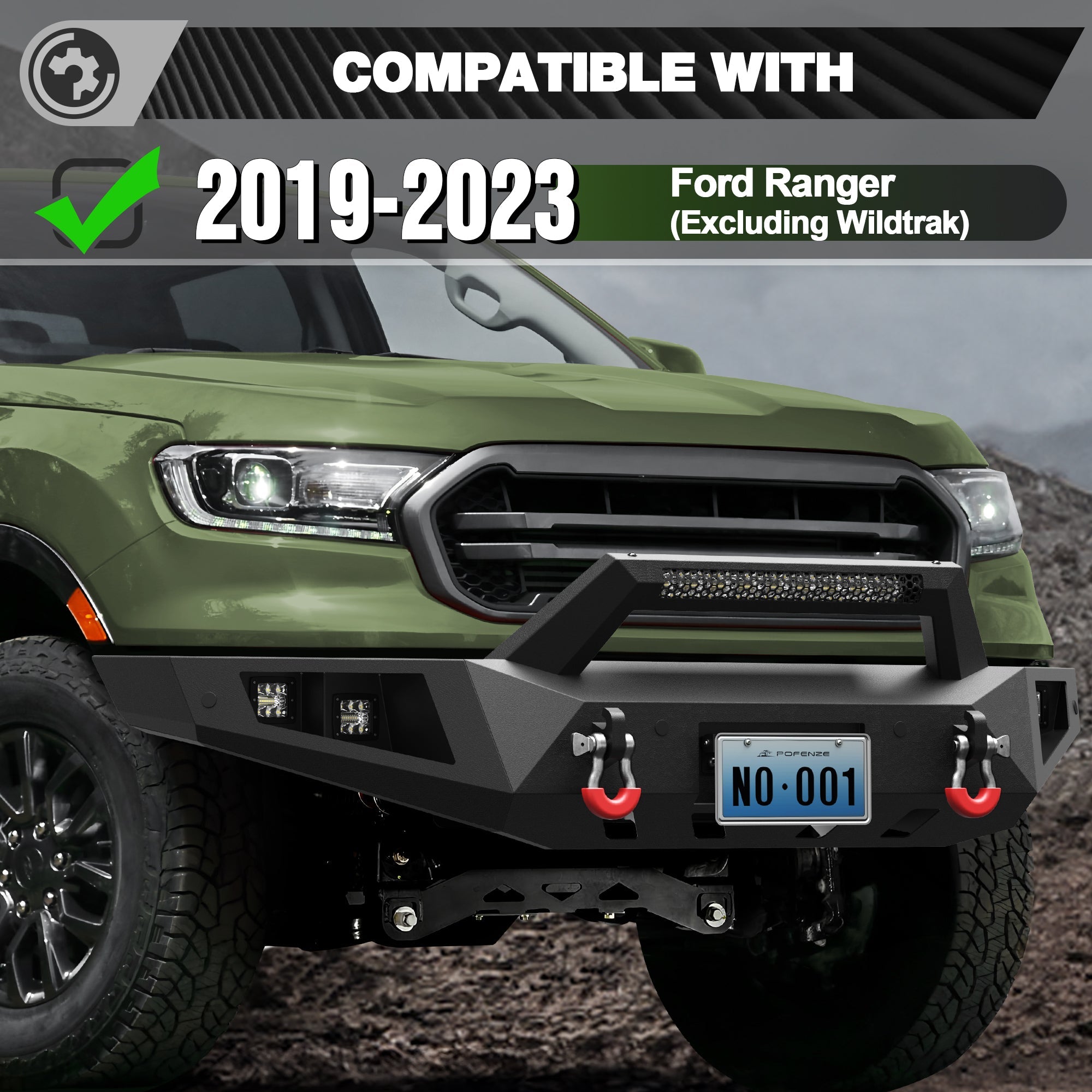 Ranger Front and Rear Bumper Set for 2019-2023 Ford Ranger Pickup Truck (Excluding Wildtrak) - nadiaauto