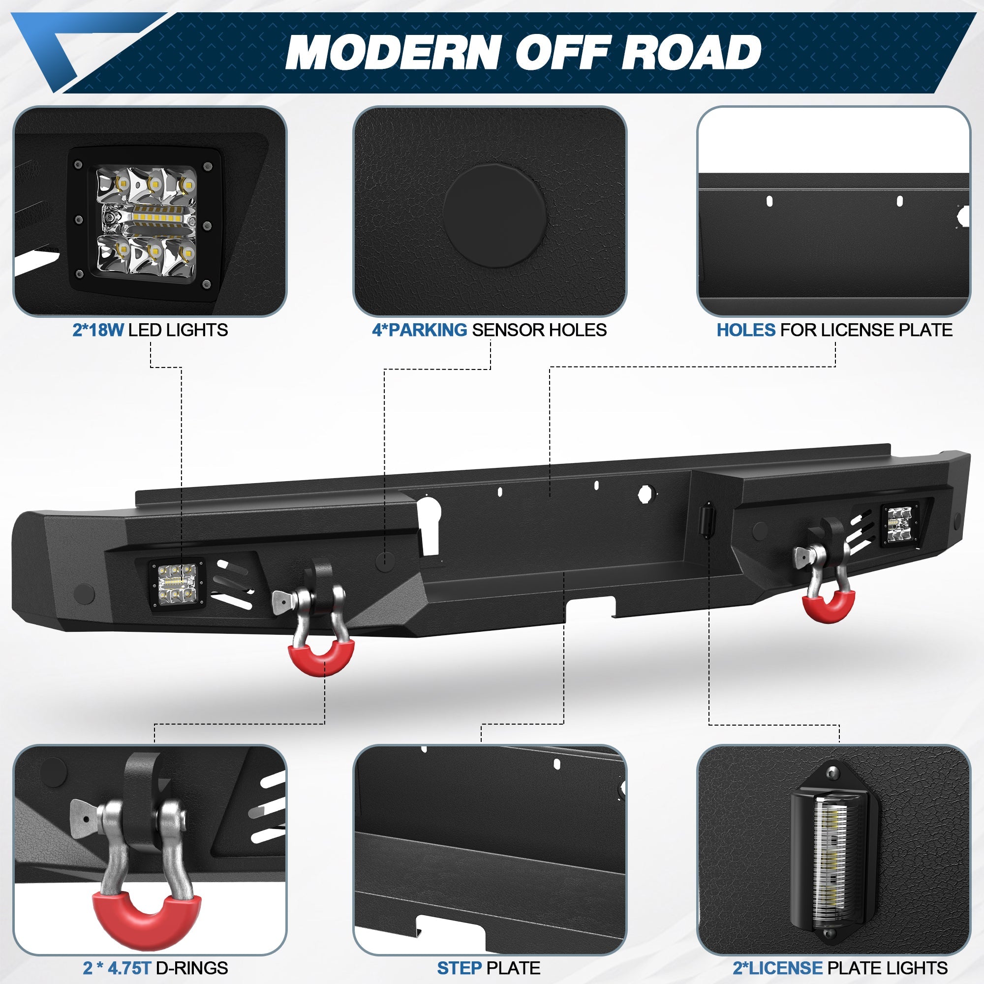 Ranger Rear Bumper for 2019 - 2023 Ford Ranger (Excluding Wildtrak) - nadiaauto