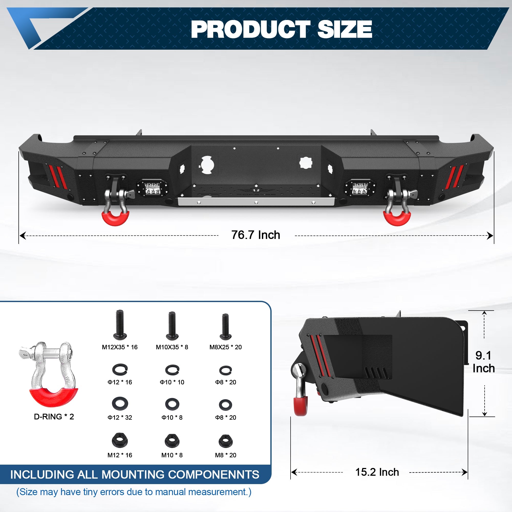 Rear Back Truck Bumper for 2007 2008 2009 2010 2011 2012 2013 Chevy Silverado 1500/GMC Sierra 1500 - nadiaauto