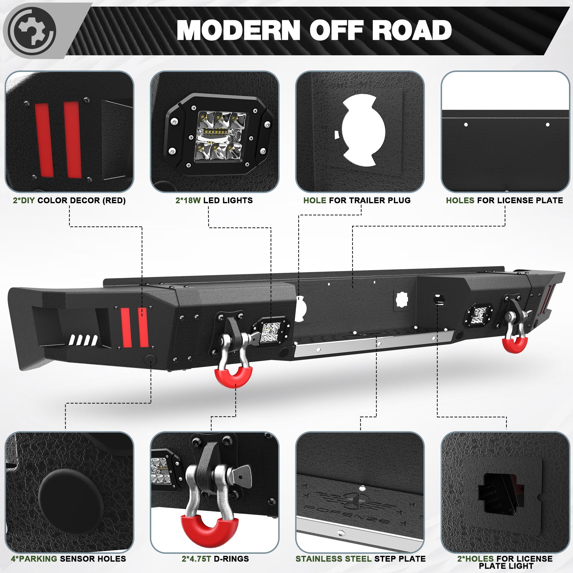 Rear Back Truck Bumper for 2007 2008 2009 2010 2011 2012 2013 Chevy Silverado 1500/GMC Sierra 1500 - nadiaauto