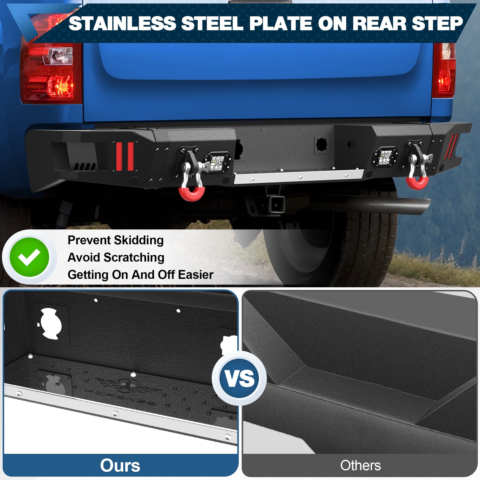 Rear Back Truck Bumper for 2007 2008 2009 2010 2011 2012 2013 Chevy Silverado 1500/GMC Sierra 1500 - nadiaauto