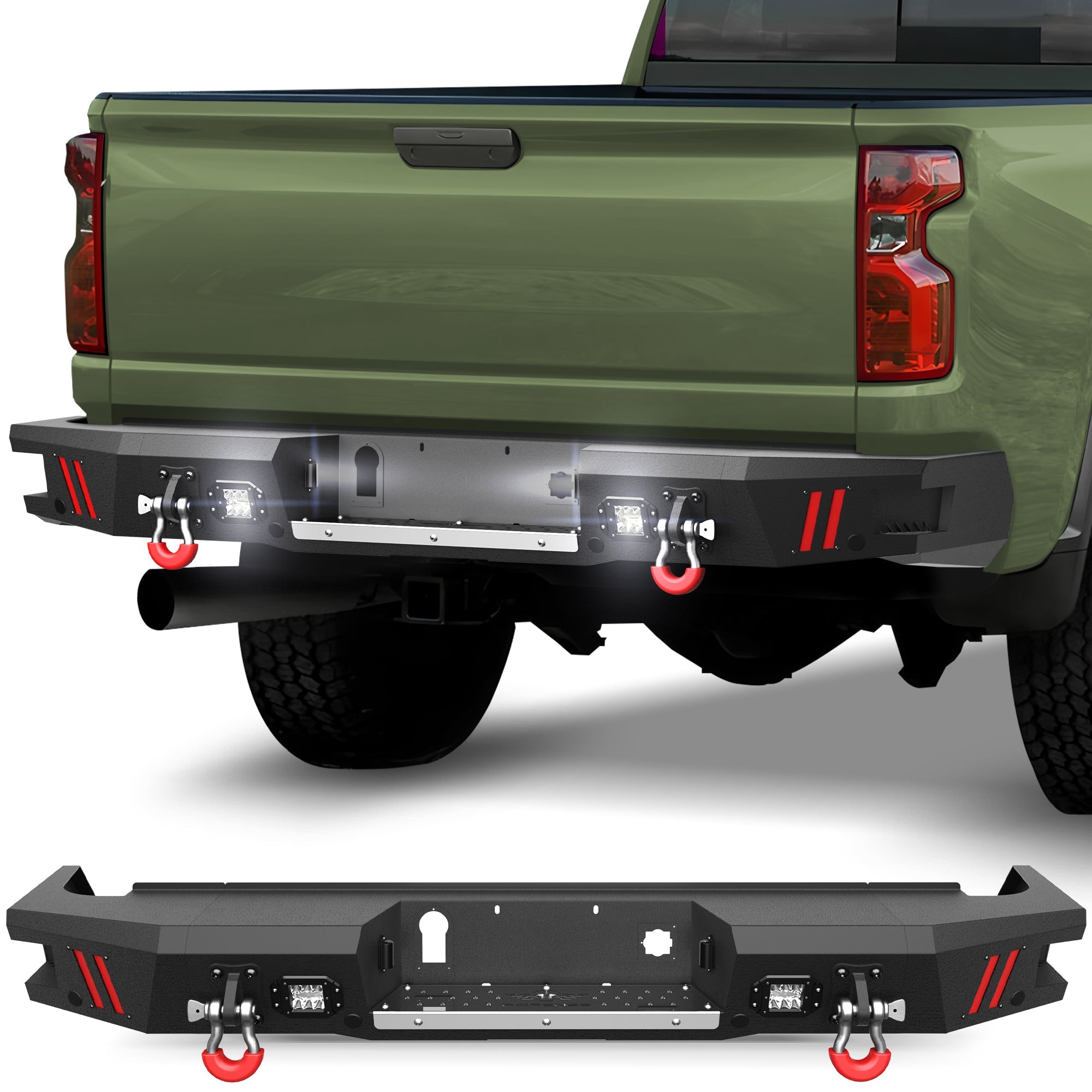 Rear Bumper for 2020 2021 2022 2023 2024 2025 2026 Chevy Silverado/GMC Sierra 2500/3500 HD - nadiaauto
