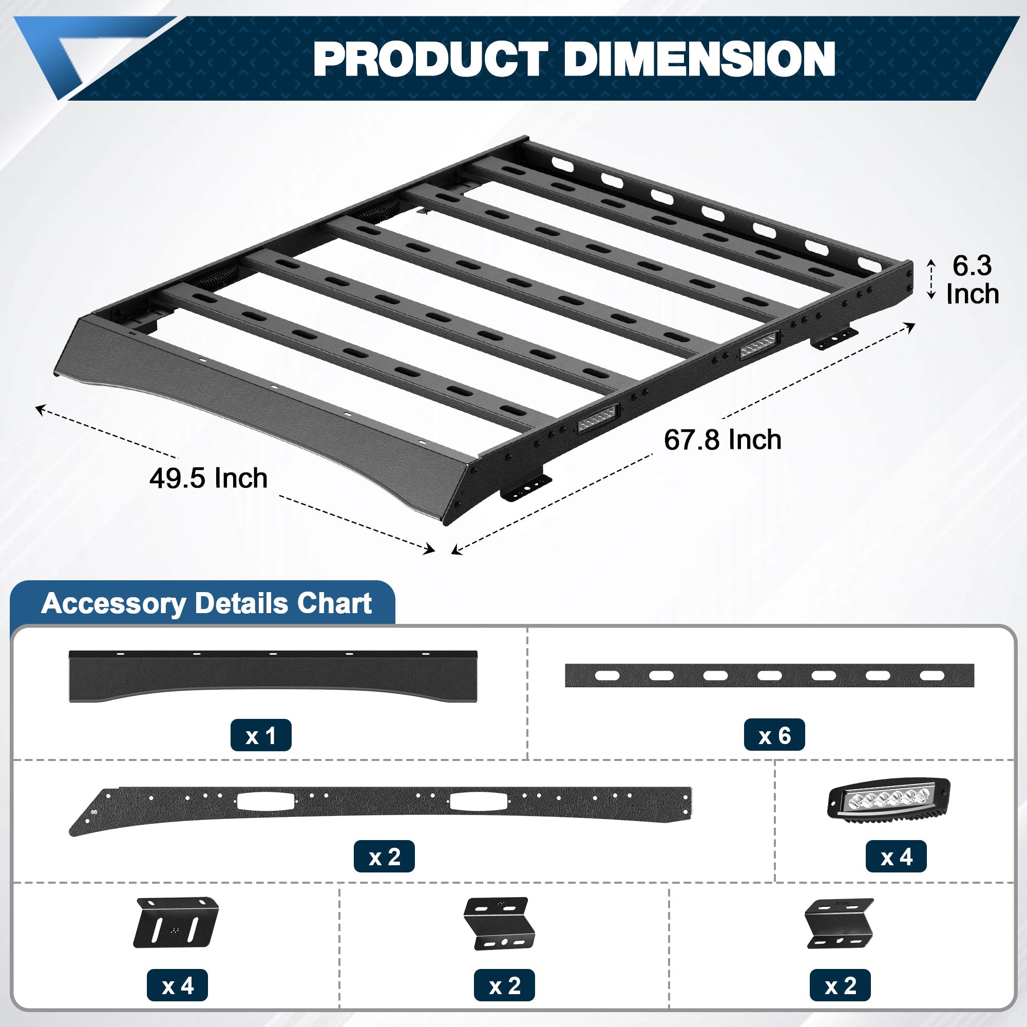 Roof Rack Rooftop Cargo Carrier Compatible for F250/F350/F450 2017 2018 2019 2020 2021 2022 - nadiaauto