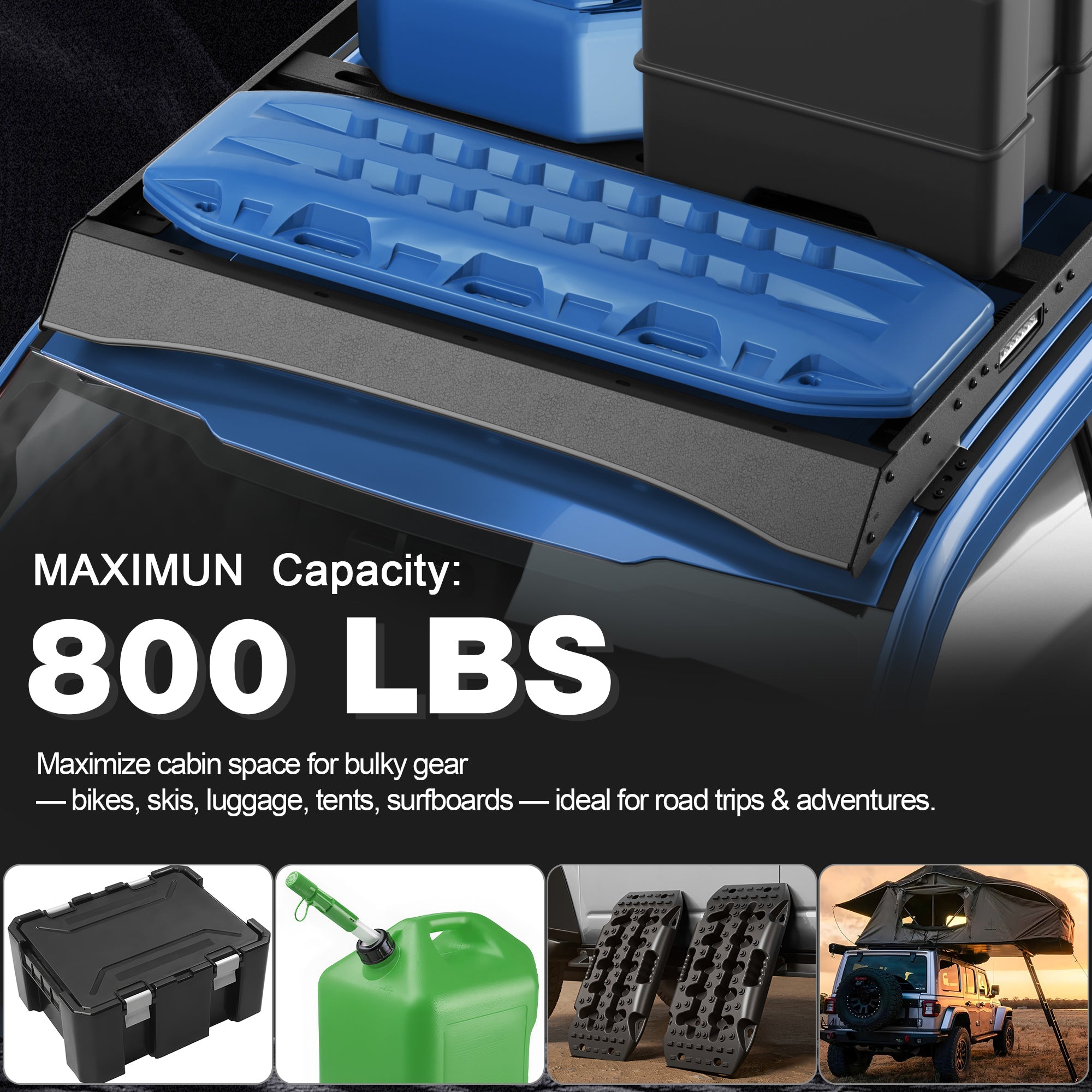 Roof Rack Rooftop Cargo Carrier Compatible for F250/F350/F450 2017 2018 2019 2020 2021 2022 - nadiaauto