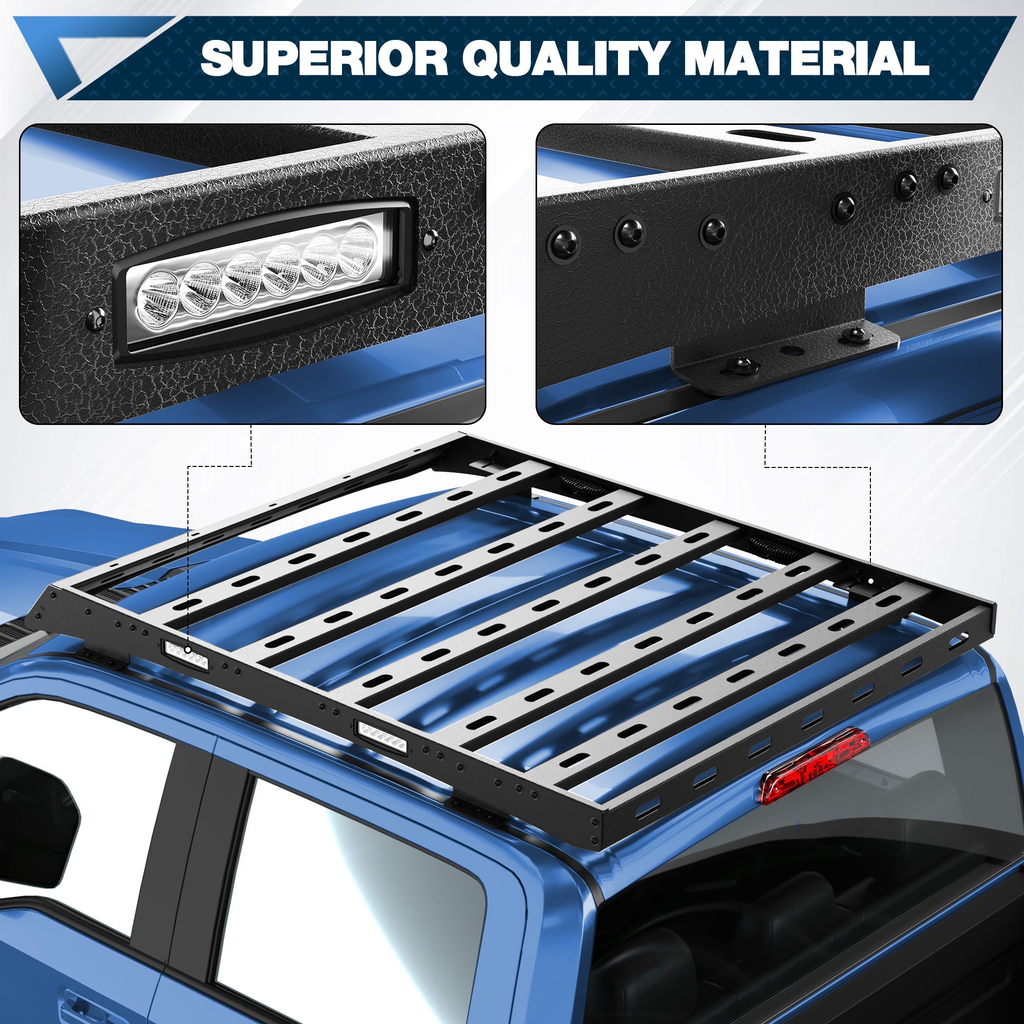 Roof Rack Rooftop Cargo Carrier Compatible for F250/F350/F450 2017 2018 2019 2020 2021 2022 - nadiaauto