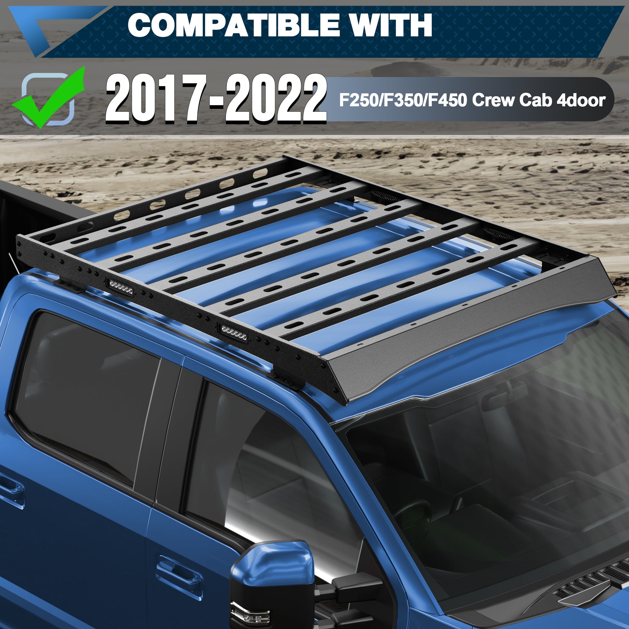 Roof Rack Rooftop Cargo Carrier Compatible for F250/F350/F450 2017 2018 2019 2020 2021 2022 - nadiaauto