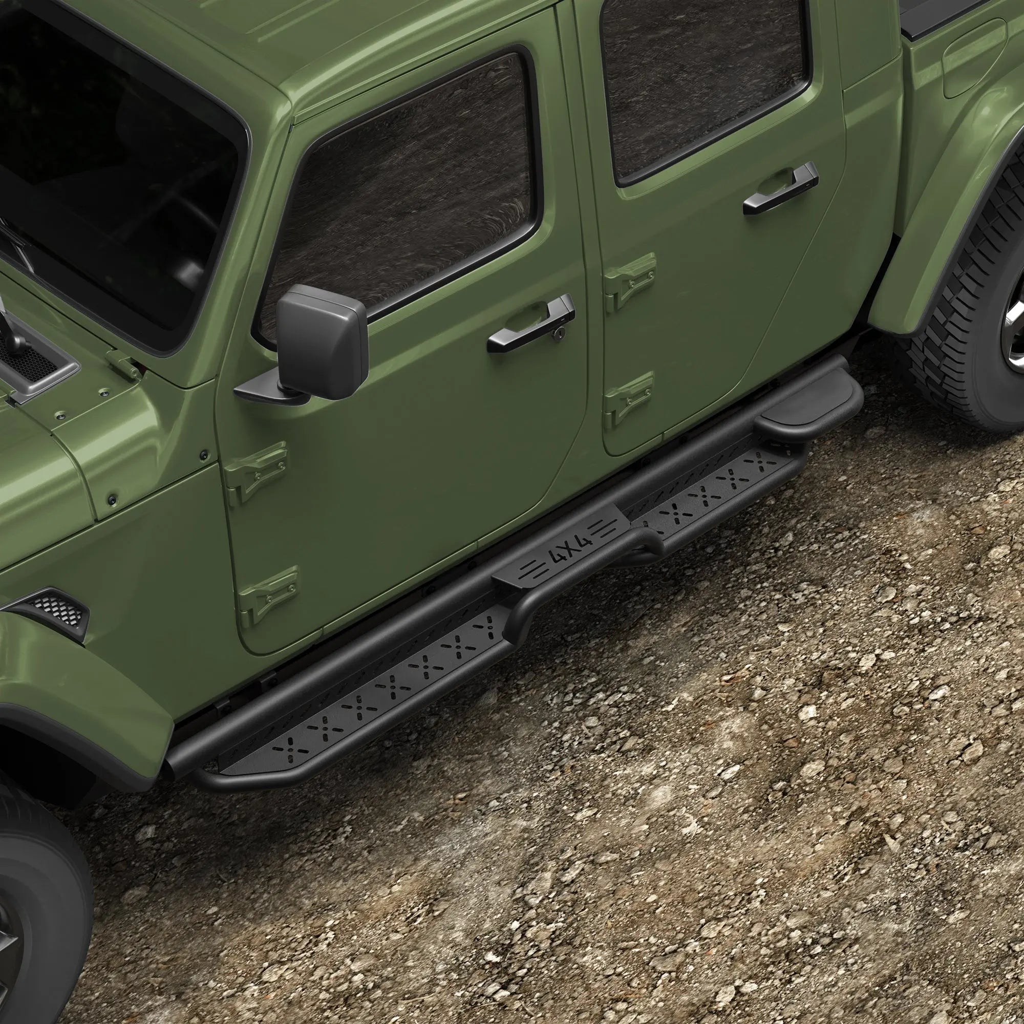 Running Boards for 2020-2026 Jeep Gladiator JT (4-Door) | 2-Step Side Steps, Heavy-Duty Carbon Steel, 550 lbs Load Capacity - nadiaauto