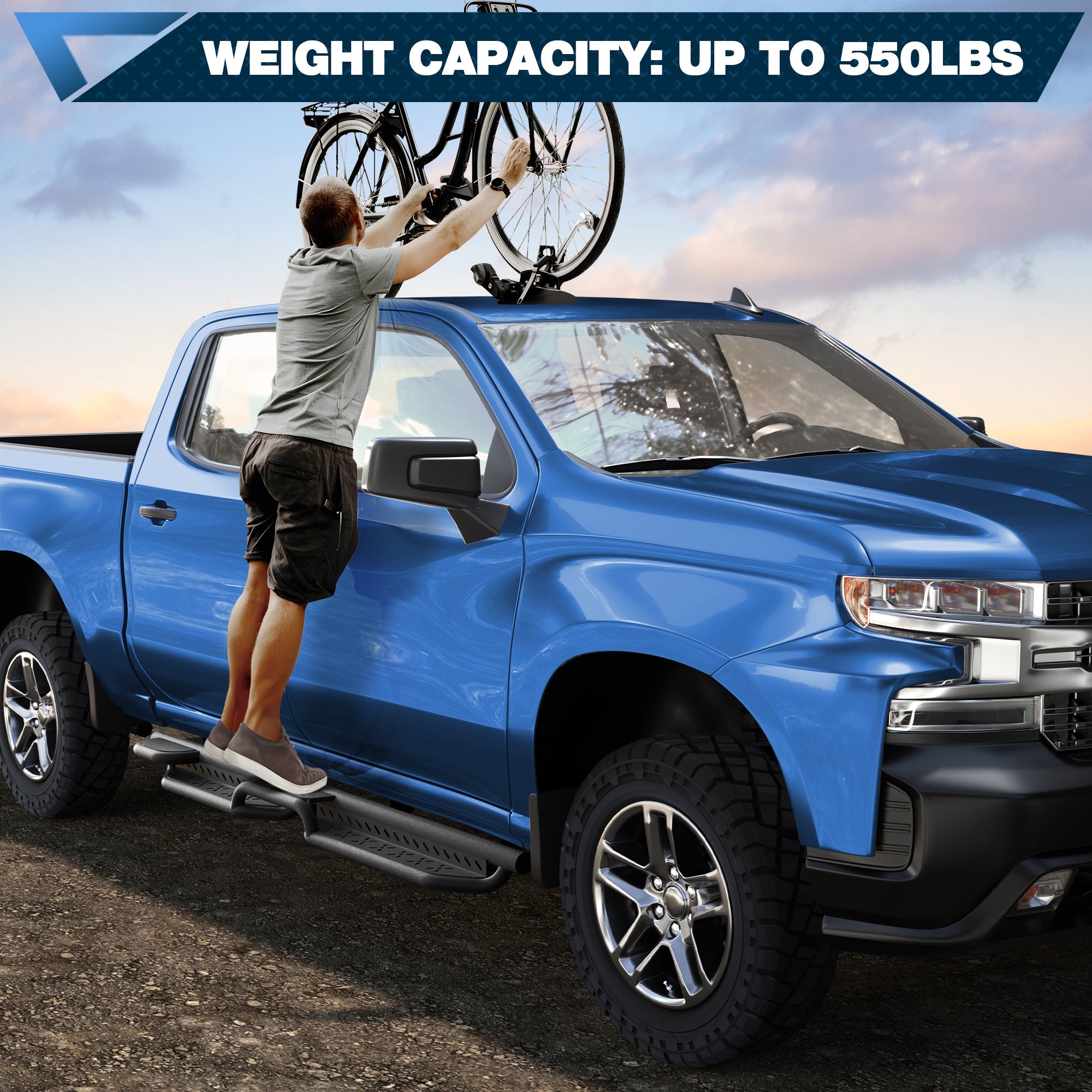 Side Steps for 2019-2025 Chevy Silverado & GMC Sierra 1500, 2020-2025 Chevrolet Silverado/GMC Sierra 2500HD 3500HD Crew Cab