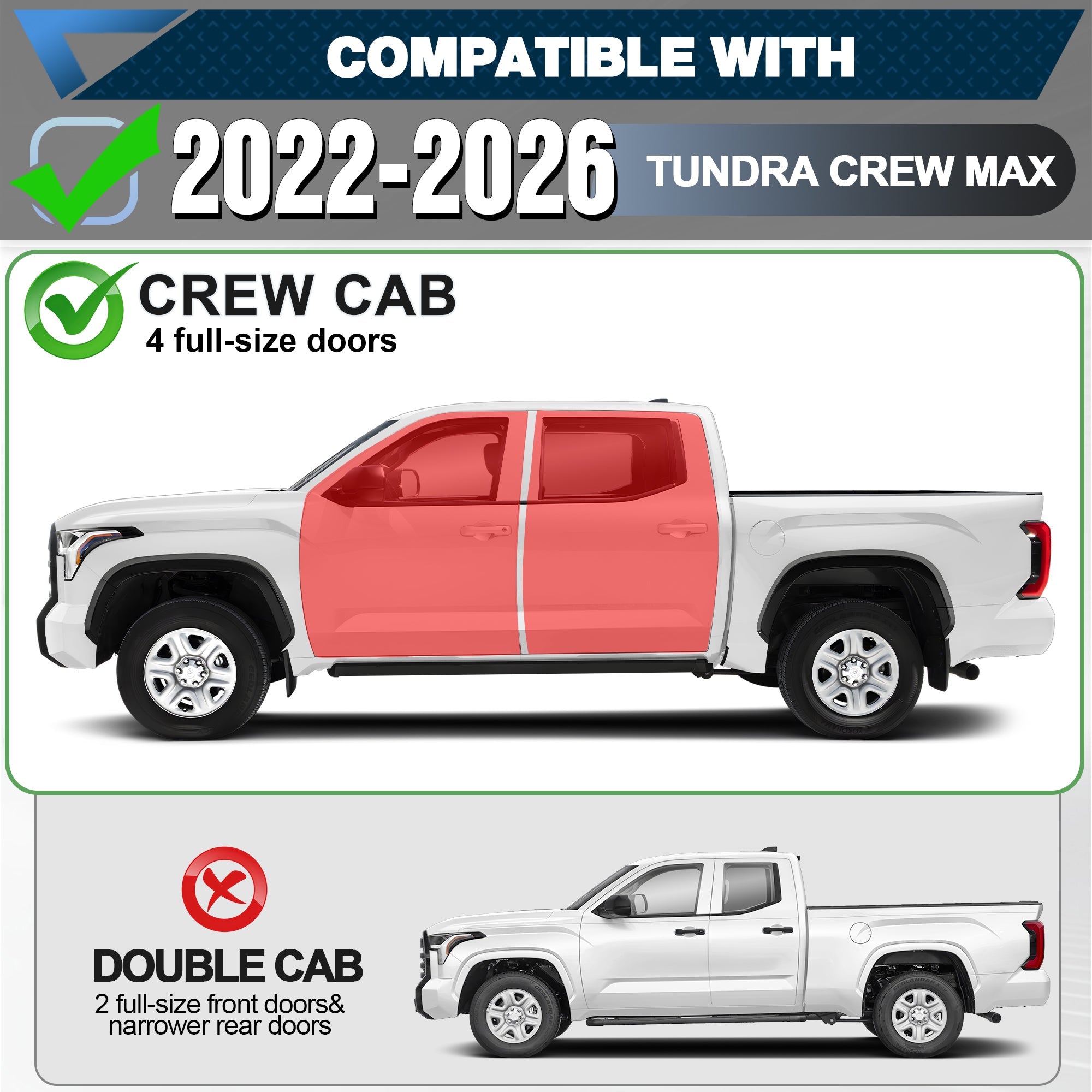Running Boards Side Steps Compatible with 2022 - 2025 Toyota Tundra CrewMax - nadiaauto