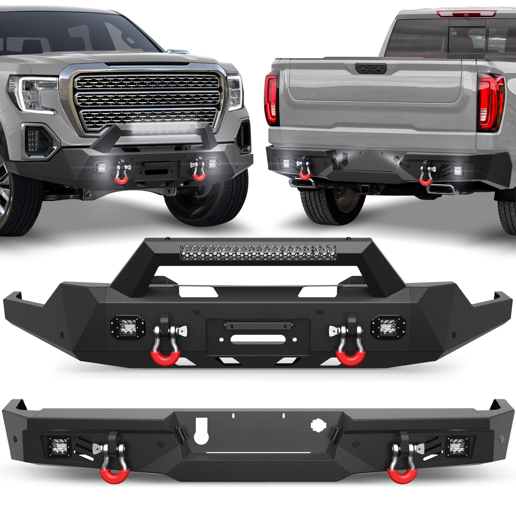 Sierra 1500 Front and Rear Bumper Set for 2019 2020 2021 2022 GMC Sierra 1500 - nadiaauto