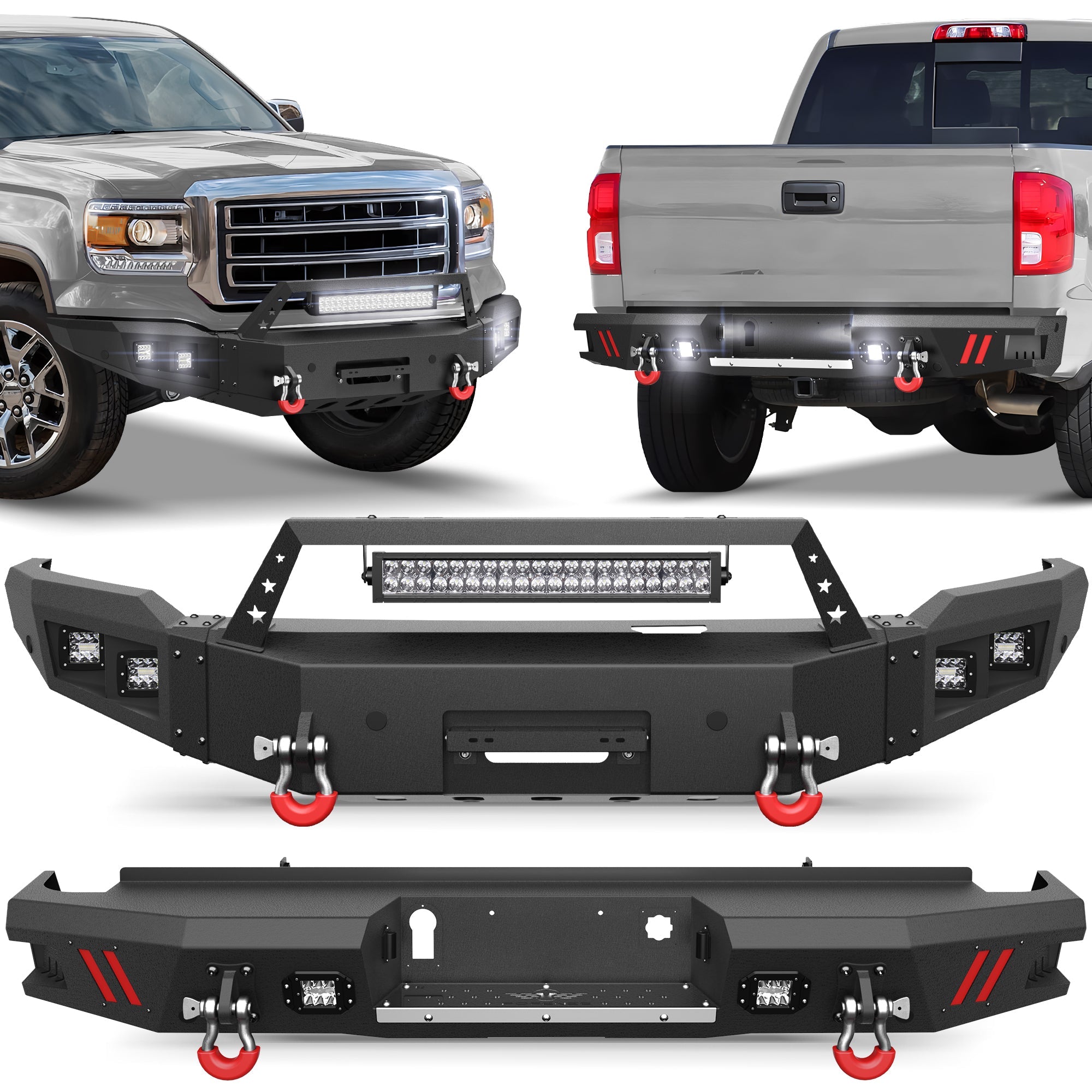 Sierra 1500 Front Bumper and Rear Bumper Combo for 2014 2015 GMC Sierra 1500 w/Winch Plate - nadiaauto