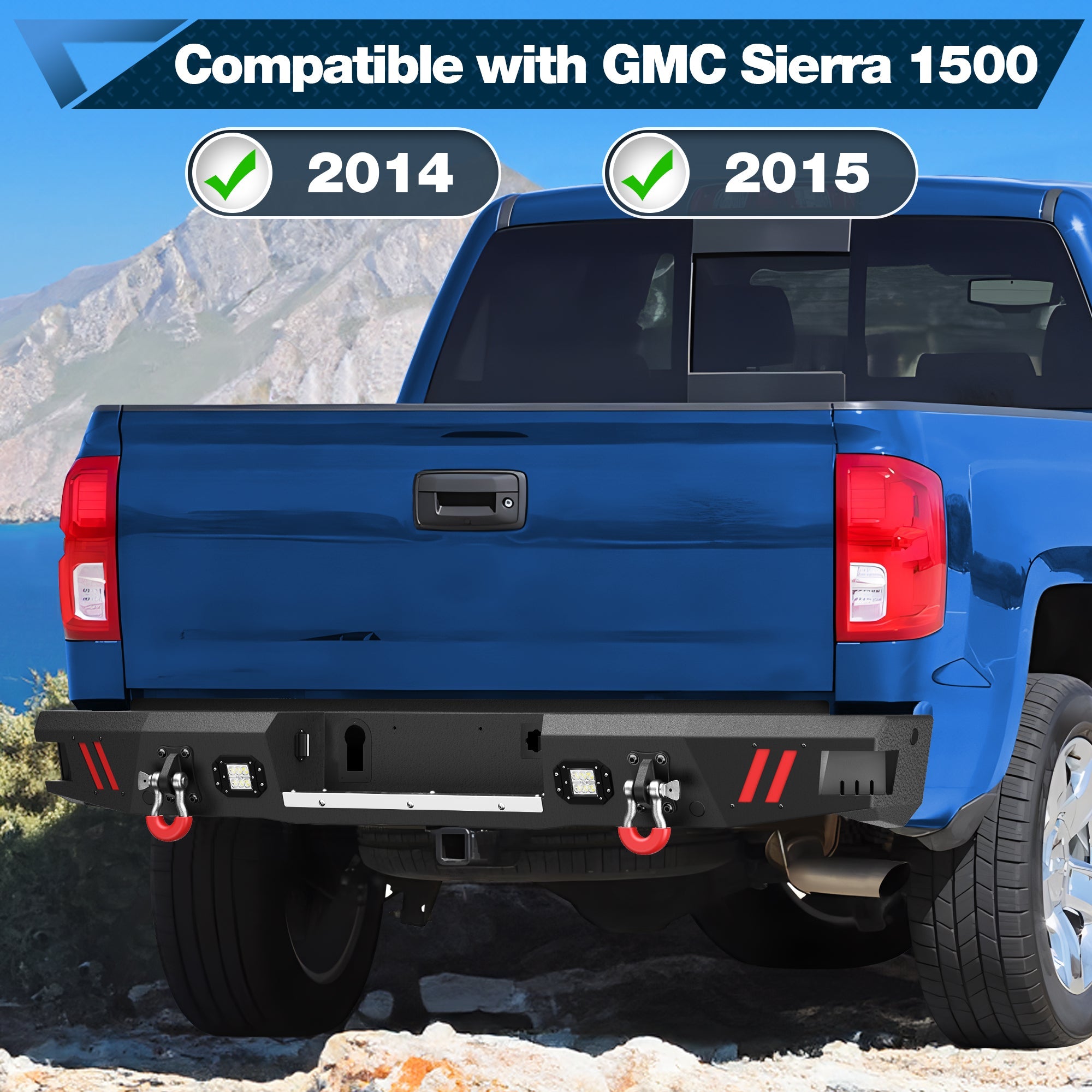 Sierra 1500 Front Bumper and Rear Bumper Combo for 2014 2015 GMC Sierra 1500 w/Winch Plate - nadiaauto