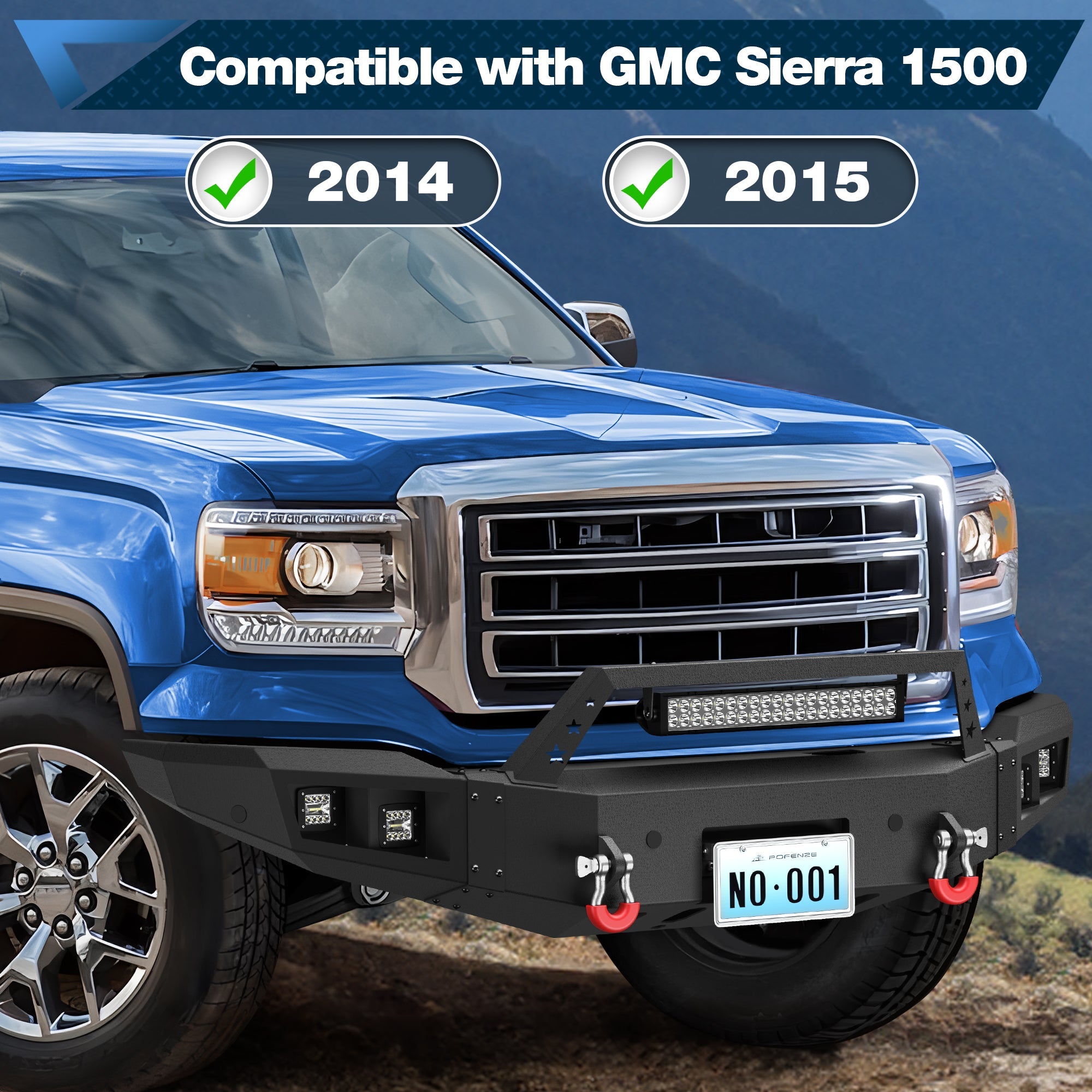 Sierra 1500 Front Bumper and Rear Bumper Combo for 2014 2015 GMC Sierra 1500 w/Winch Plate - nadiaauto