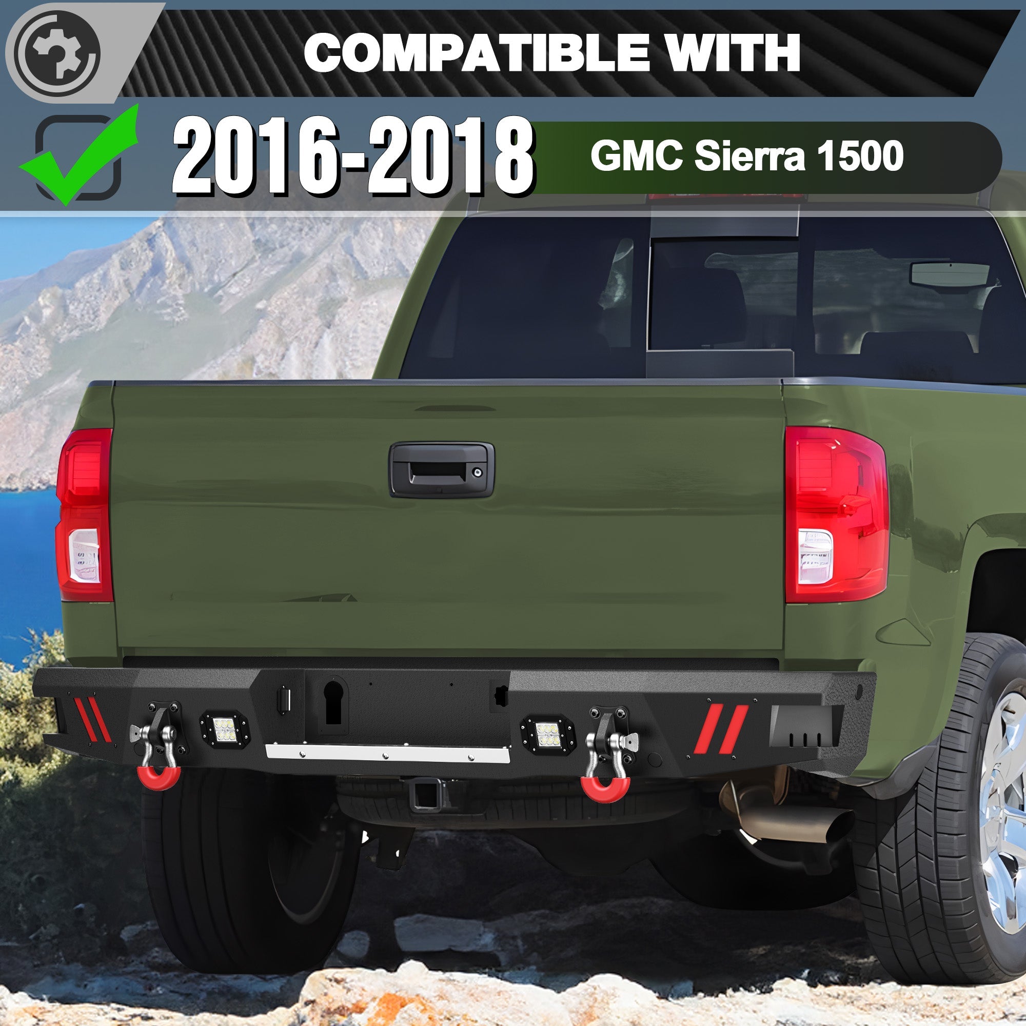Sierra 1500 Front Bumper and Rear Bumper Combo for 2016 2017 2018 GMC Sierra 1500 w/Winch Plate - nadiaauto