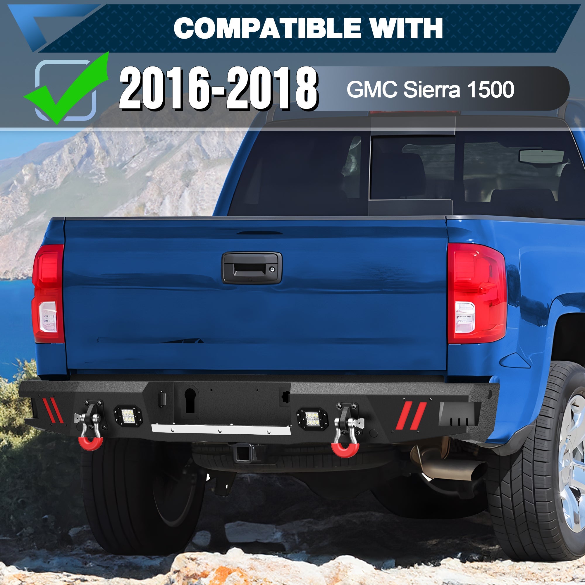 Sierra 1500 Front Bumper and Rear Bumper Combo for 2016 2017 2018 GMC Sierra 1500 w/Winch Plate - nadiaauto