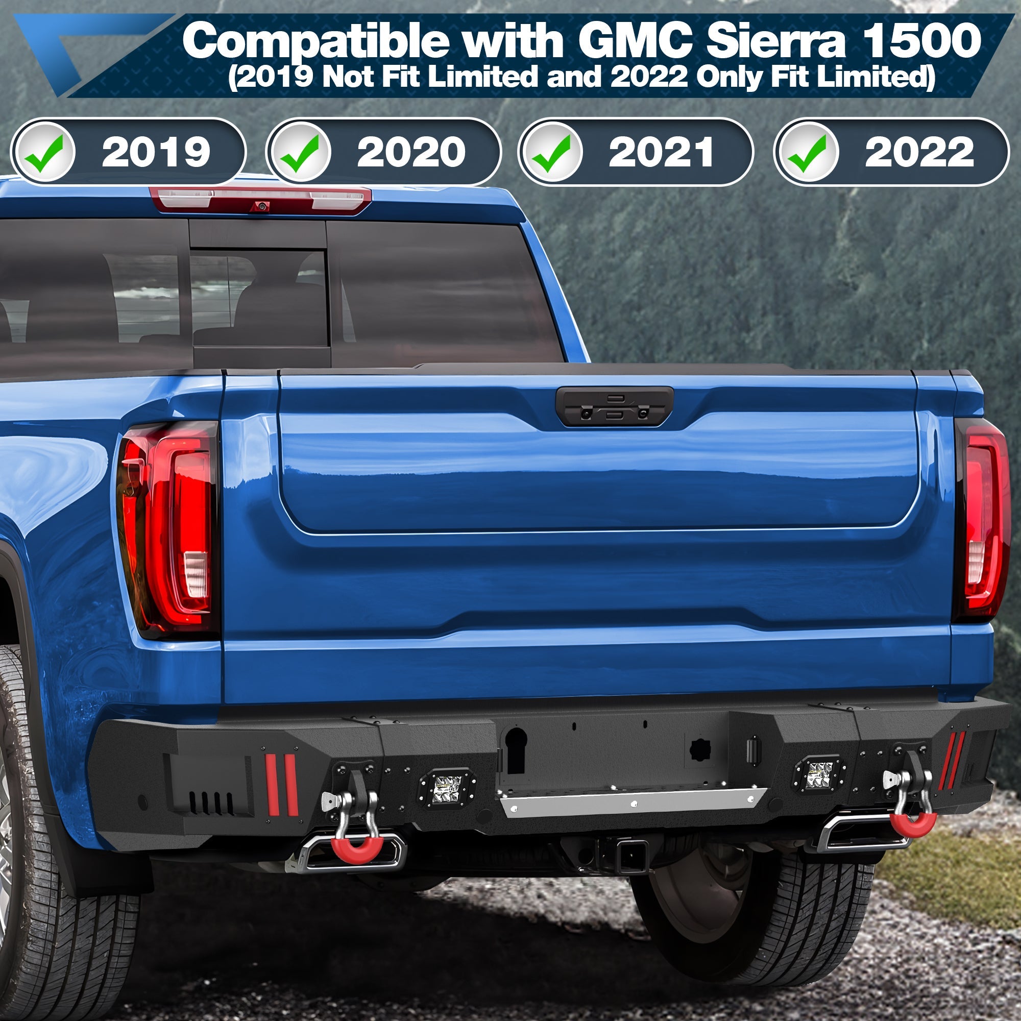 Heavy Duty Bumper Set for GMC Sierra 1500 2019-2022 with Winch Plate, LED Lights - nadiaauto