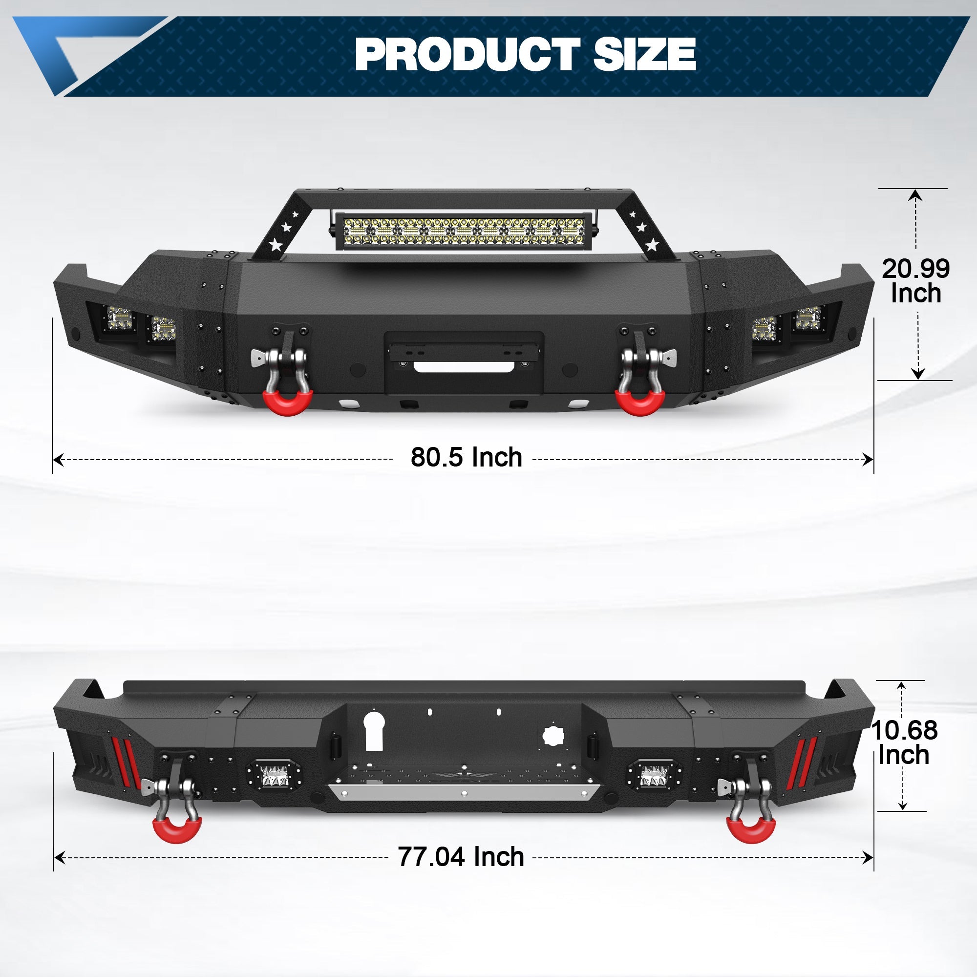 Heavy Duty Bumper Set for GMC Sierra 1500 2019-2022 with Winch Plate, LED Lights - nadiaauto