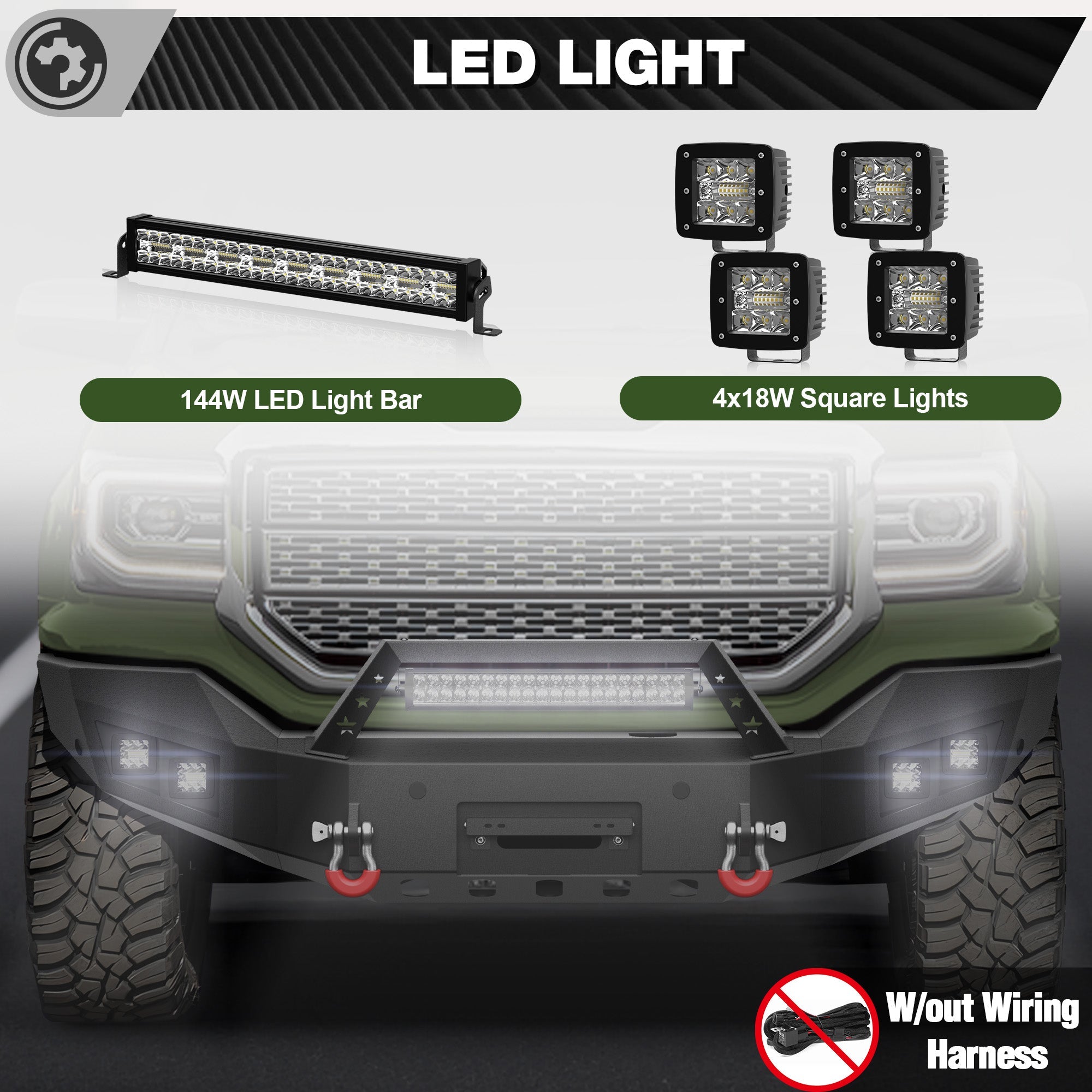 Sierra 1500 Front Bumper for 2016 2017 2018 GMC Sierra 1500 w/Winch Plate - nadiaauto