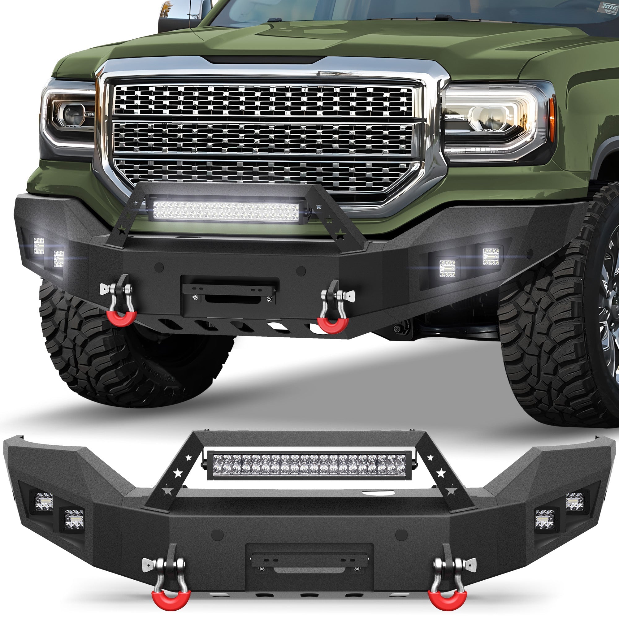 Sierra 1500 Front Bumper for 2016 2017 2018 GMC Sierra 1500 w/Winch Plate - nadiaauto
