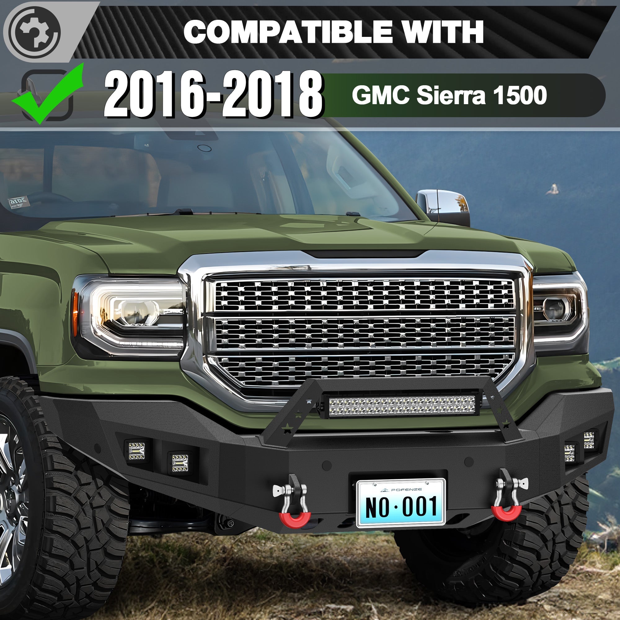 Sierra 1500 Front Bumper for 2016 2017 2018 GMC Sierra 1500 w/Winch Plate - nadiaauto