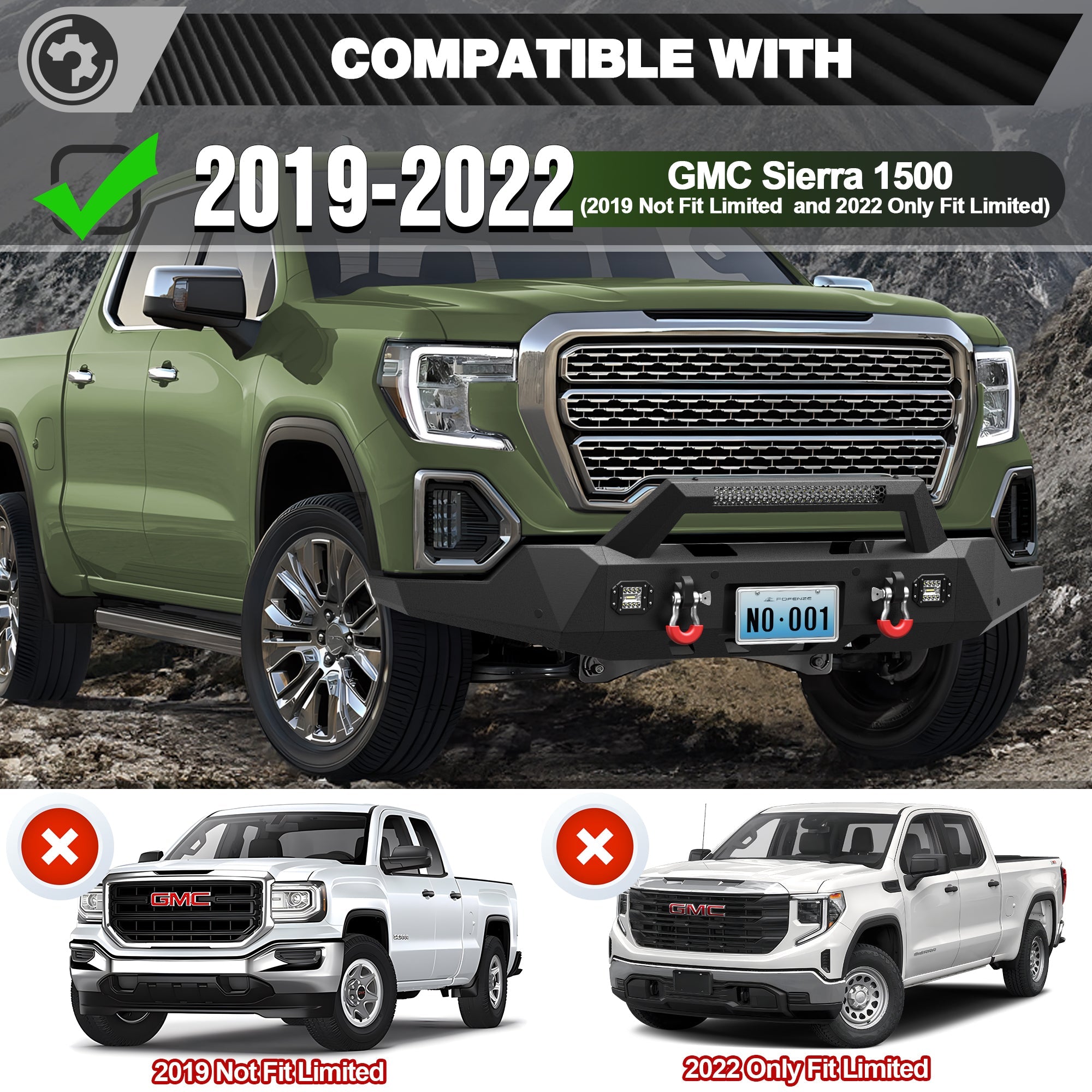 Sierra 1500 Front Bumper for 2019 2020 2021 2022 GMC Sierra 1500 - nadiaauto