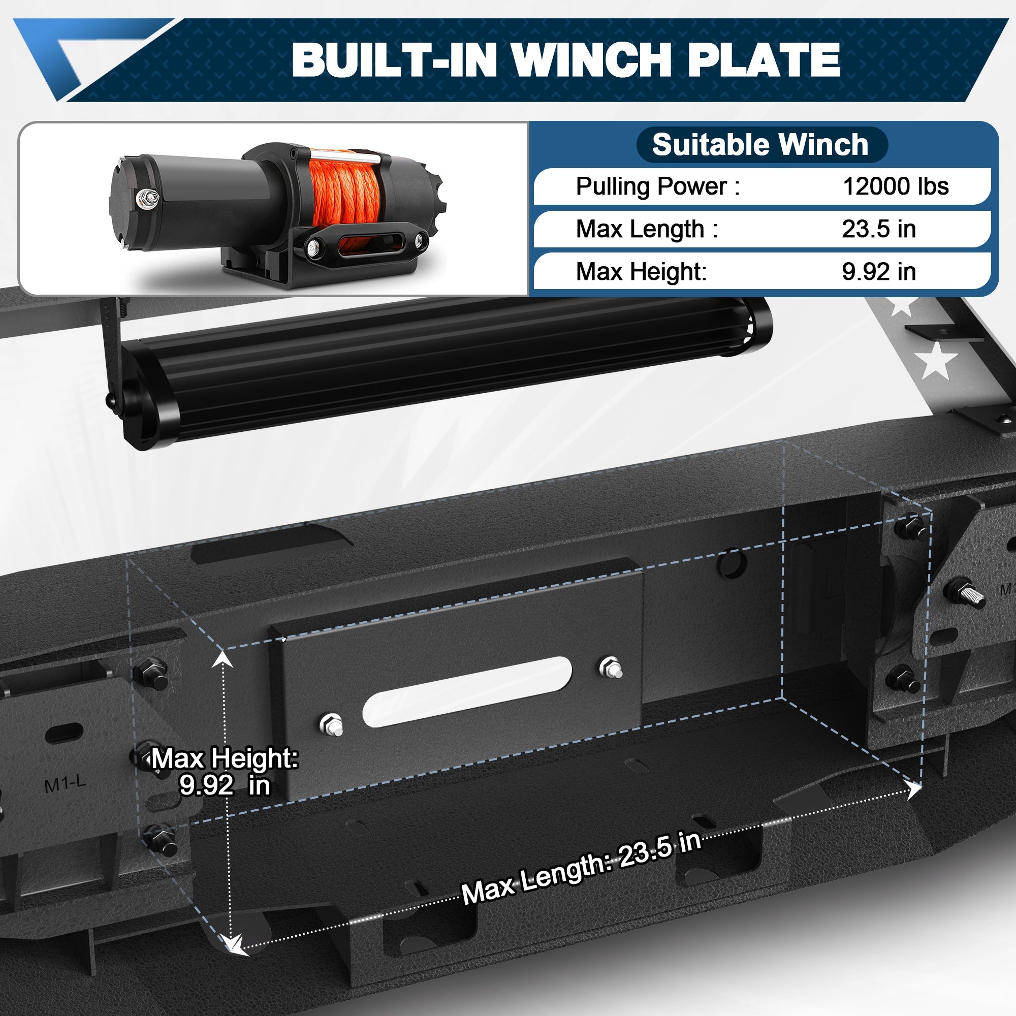 Sierra 1500 Steel Truck Front Bumper for 2014 2015 GMC Sierra 1500 w/Winch Plate - nadiaauto