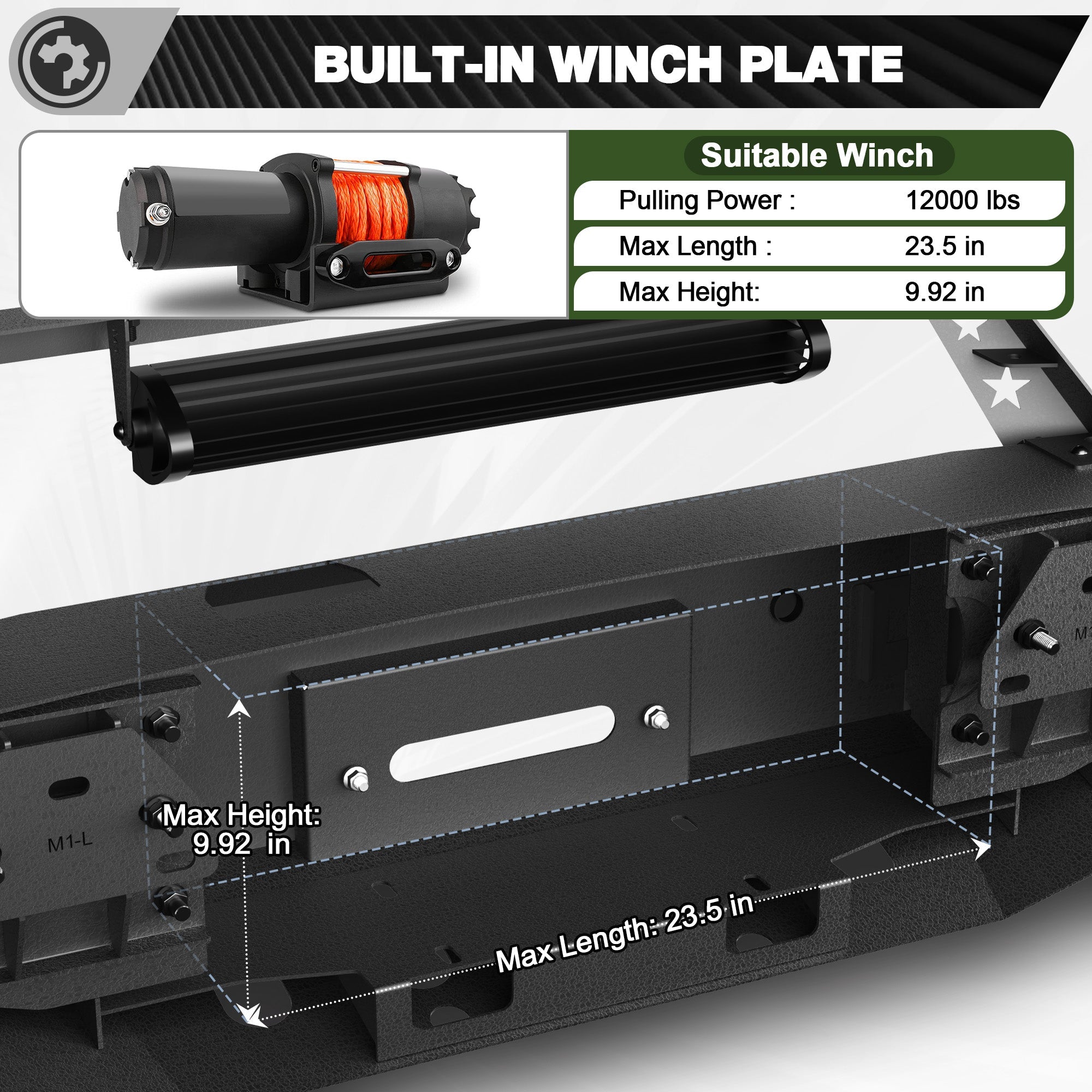 Sierra 1500 Steel Truck Front Bumper for 2014 2015 GMC Sierra 1500 w/Winch Plate - nadiaauto