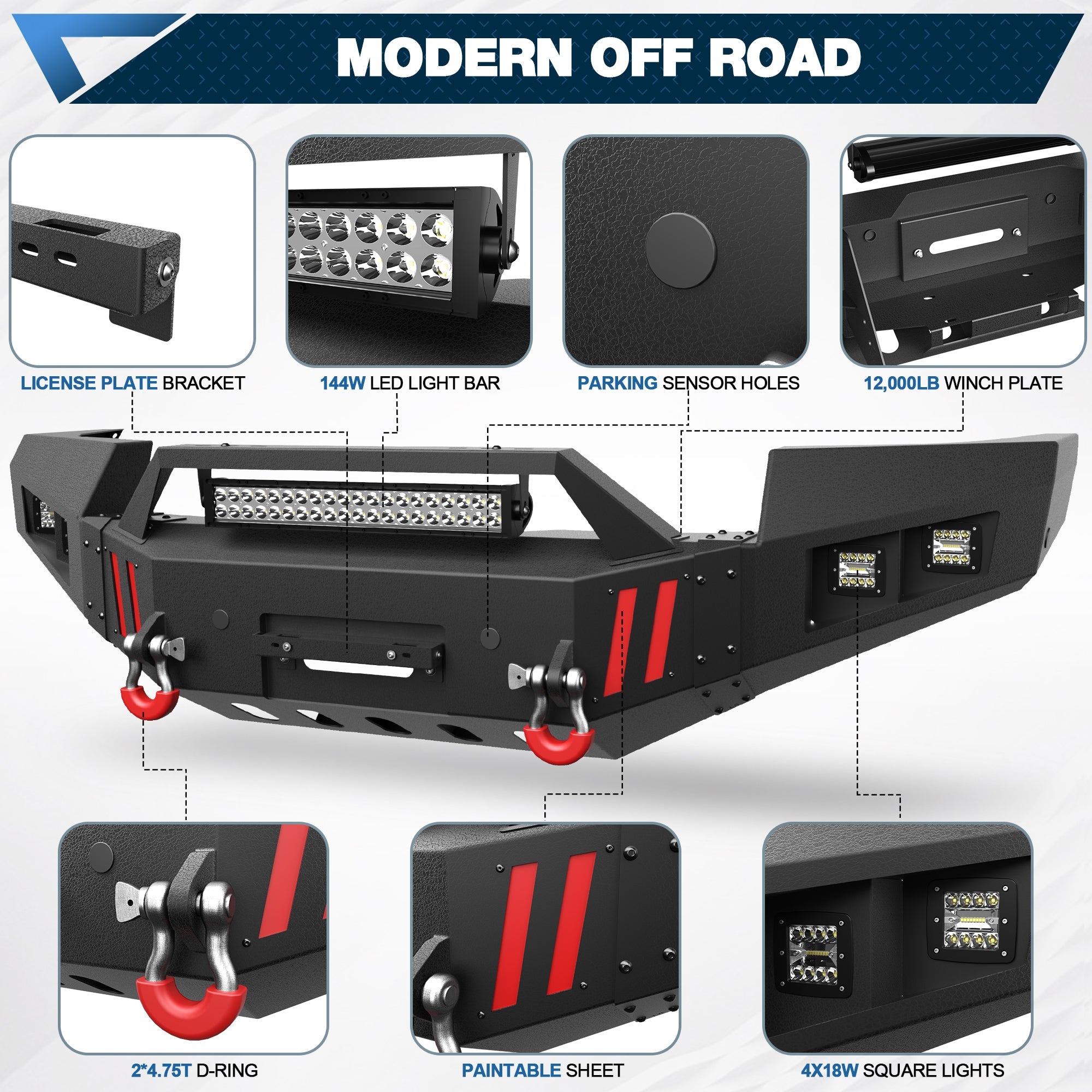 Sierra 2500 Front Bumper Compatible with GMC Sierra 2500/3500 HD 2011 2012 2013 2014 with Winch Plate - nadiaauto