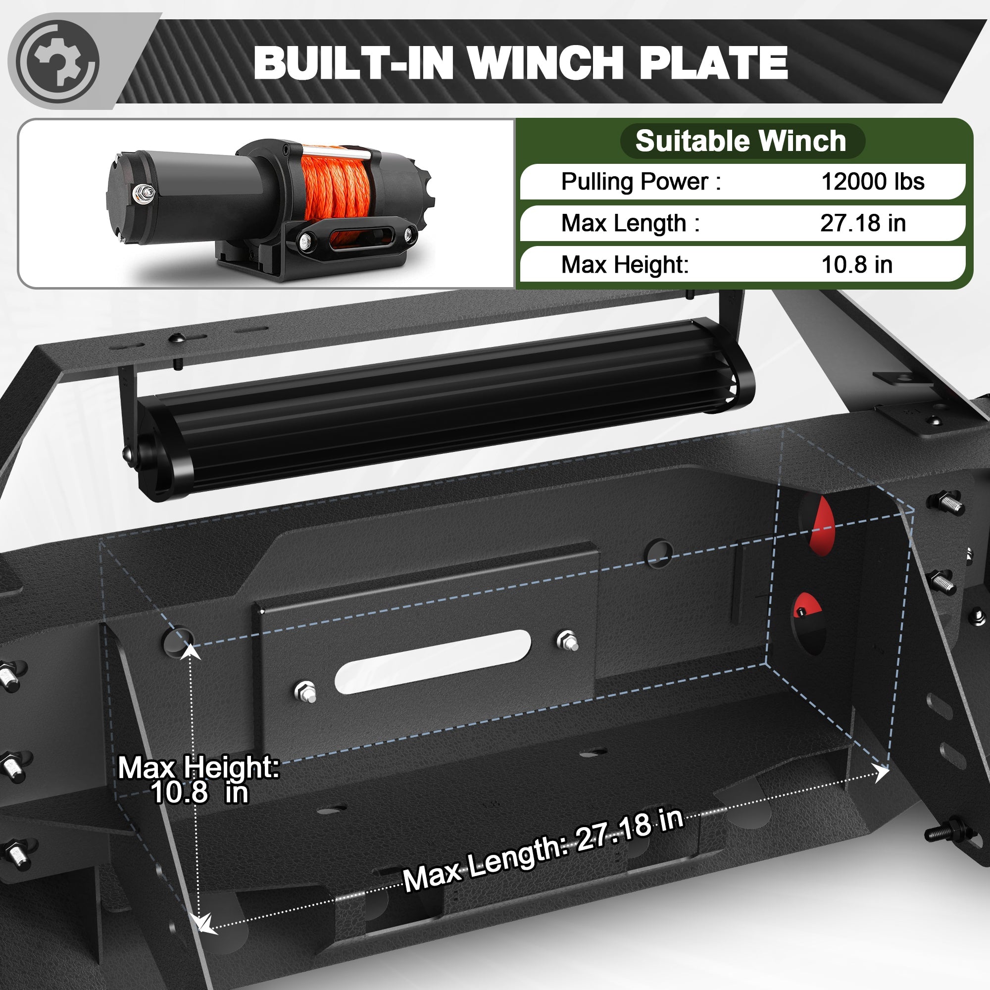 Sierra 2500 Front Bumper for GMC Sierra 2500/3500 HD 2011 2012 2013 2014 with Winch Plate - nadiaauto