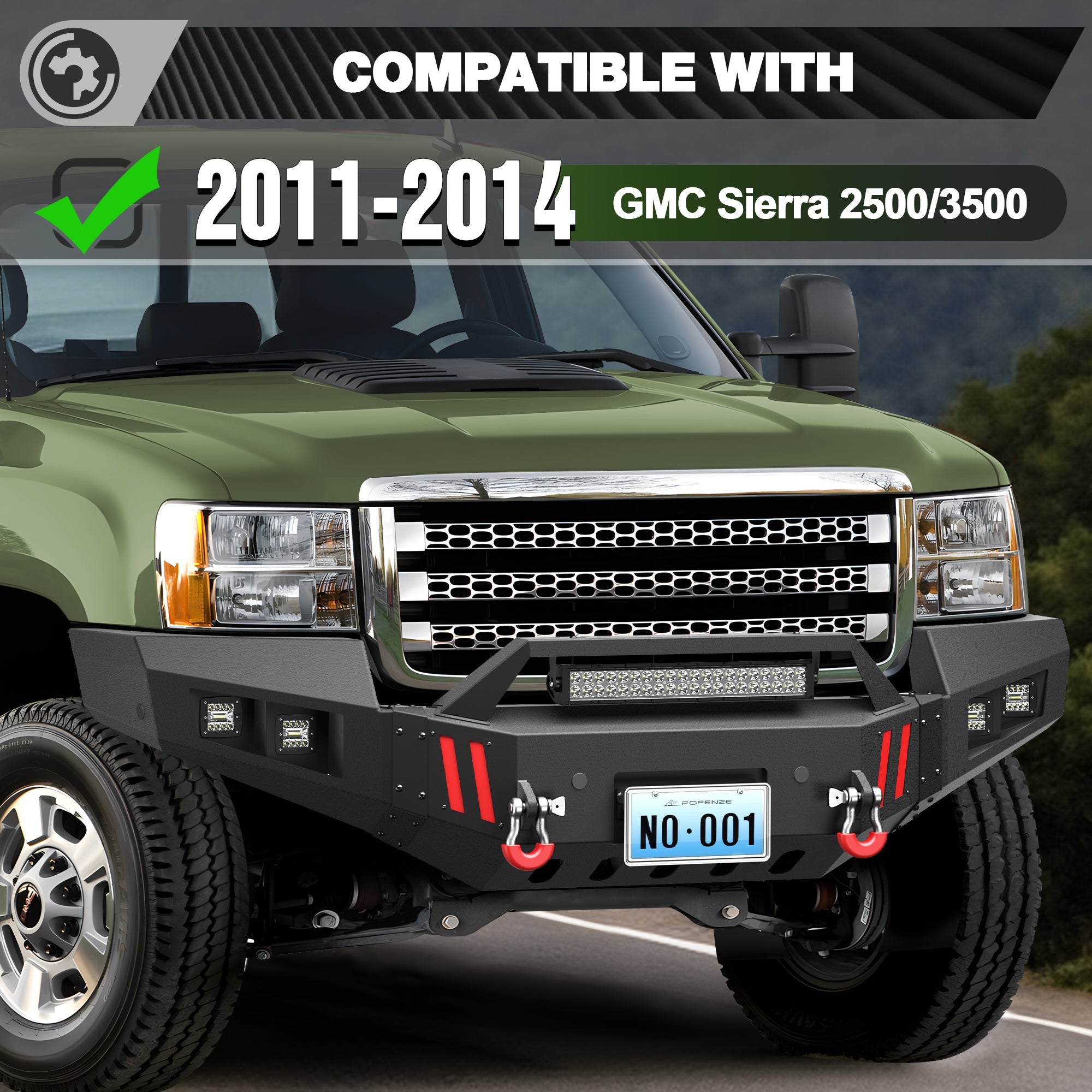 Sierra 2500 Front Bumper for GMC Sierra 2500/3500 HD 2011 2012 2013 2014 with Winch Plate - nadiaauto