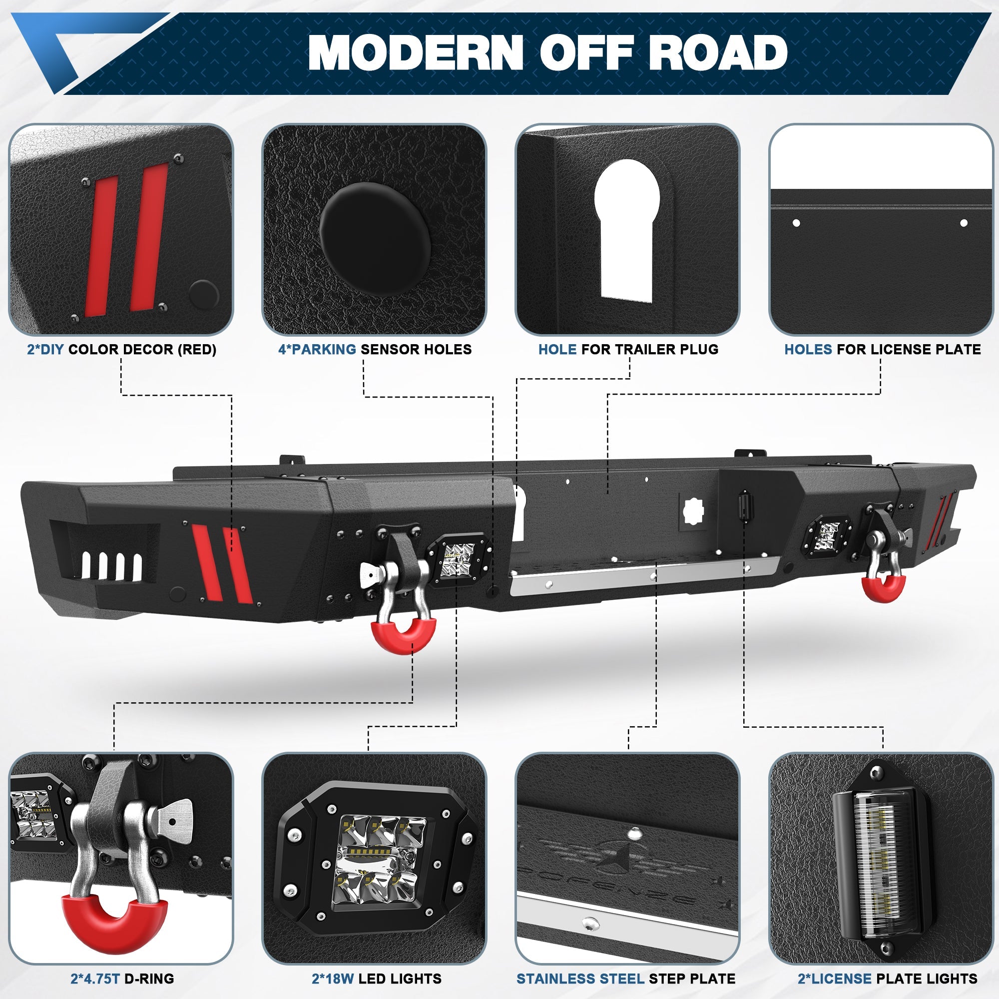 2015-2019 Chevy Silverado/ GMC Sierra 2500 Bumper with Winch Plate & Bright LED Lights - nadiaauto