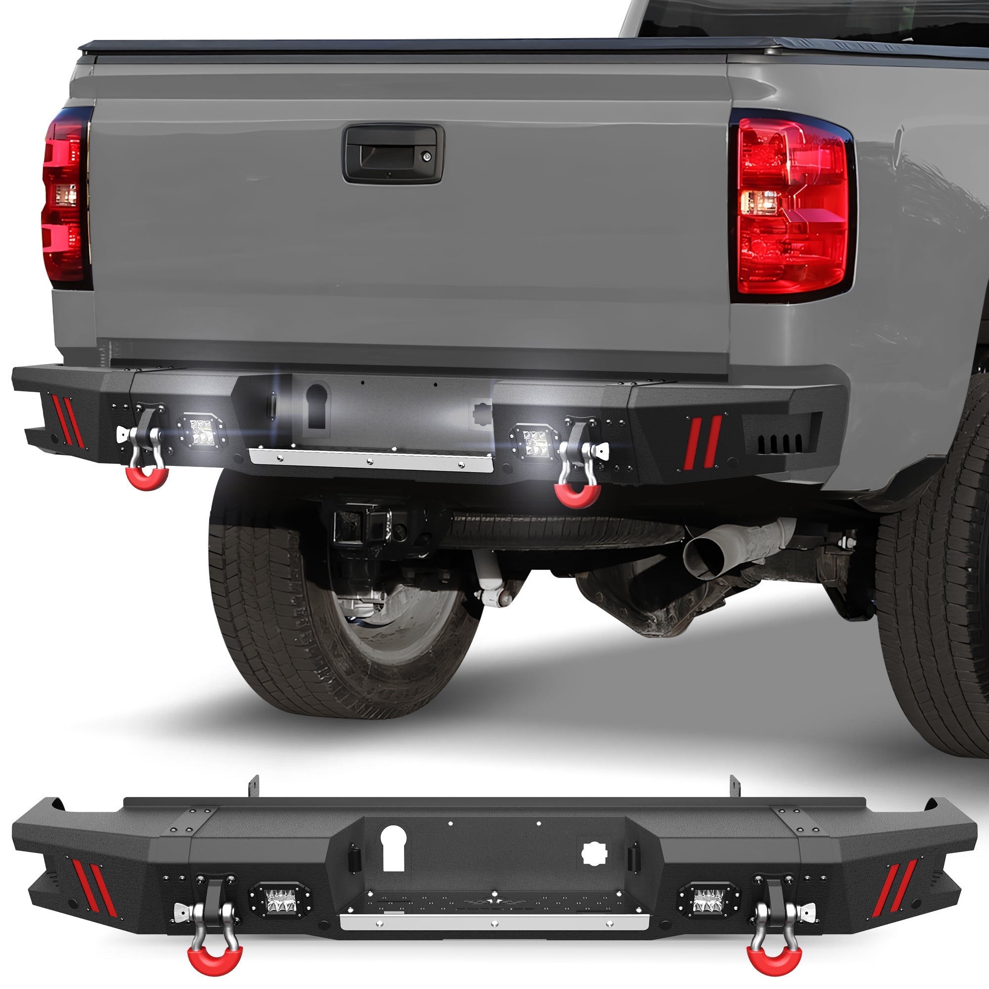 2015-2019 Chevy Silverado/ GMC Sierra 2500 Bumper with Winch Plate & Bright LED Lights - nadiaauto